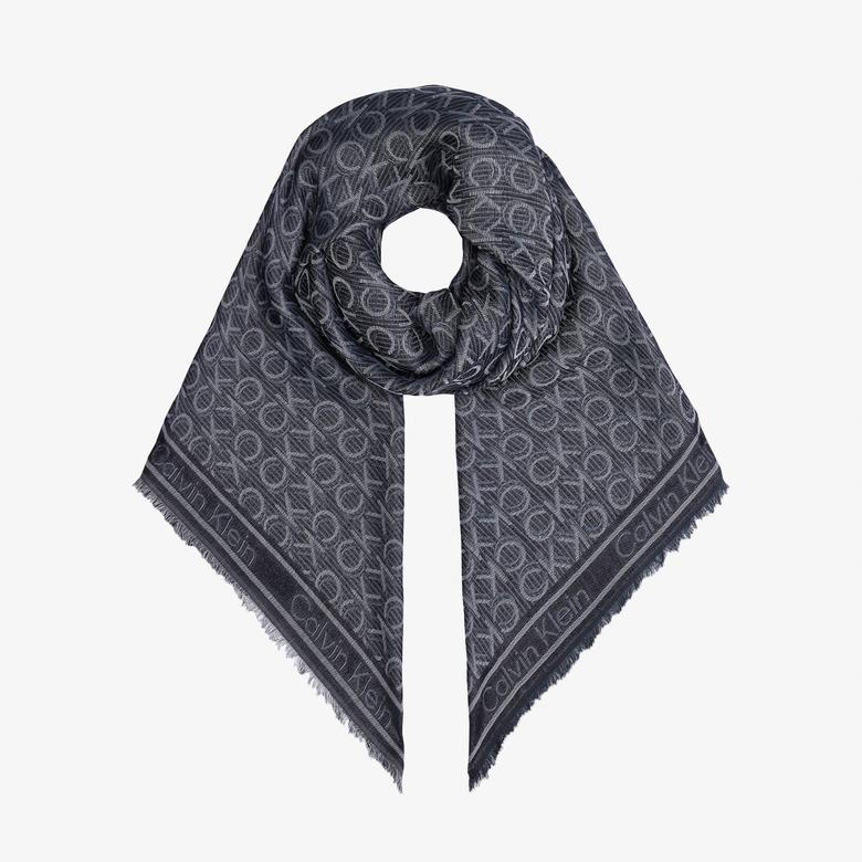 Calvin Klein Monogram Jacquard Kadın Siyah Fular