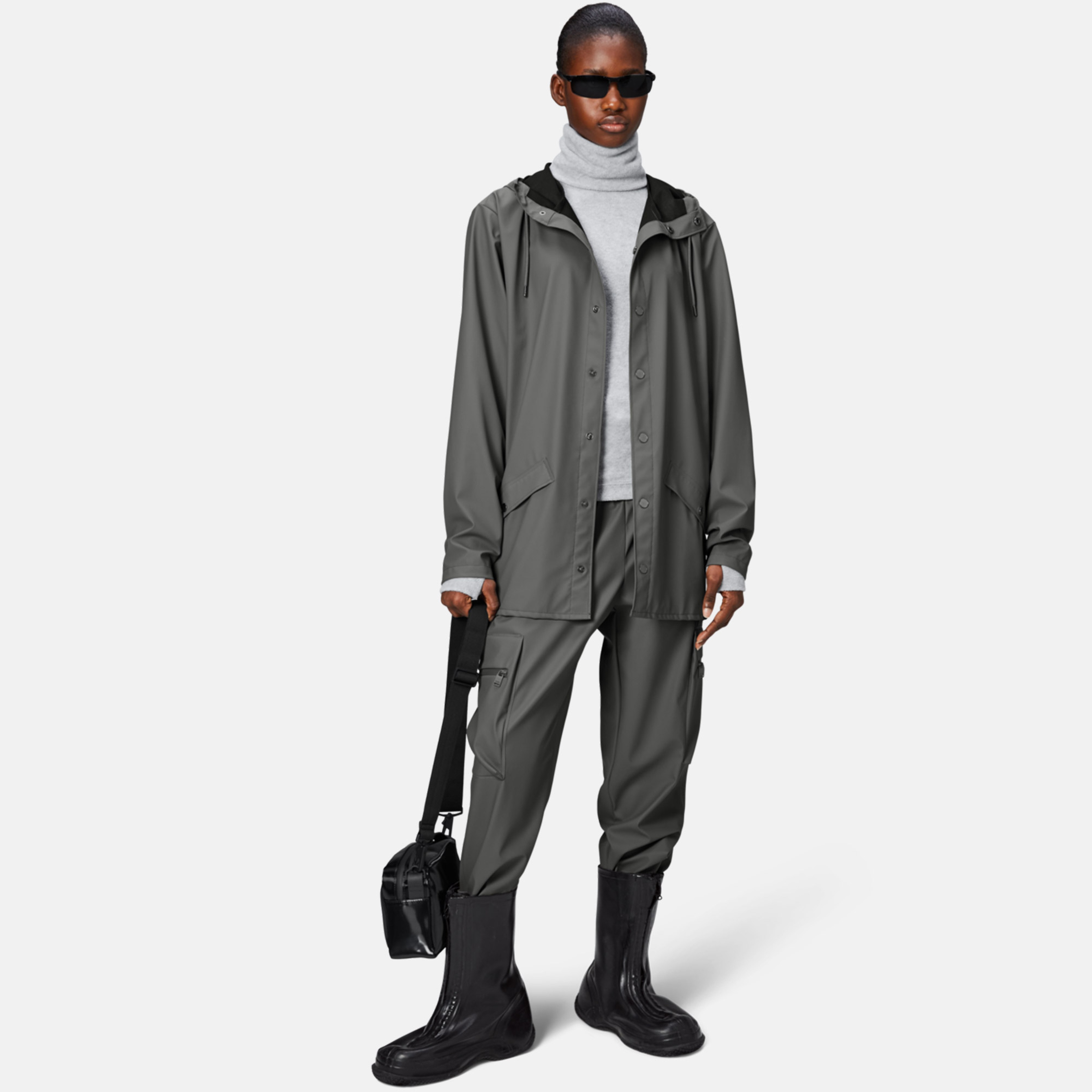 Rains Jacket W3 Unisex Gri Yağmurluk