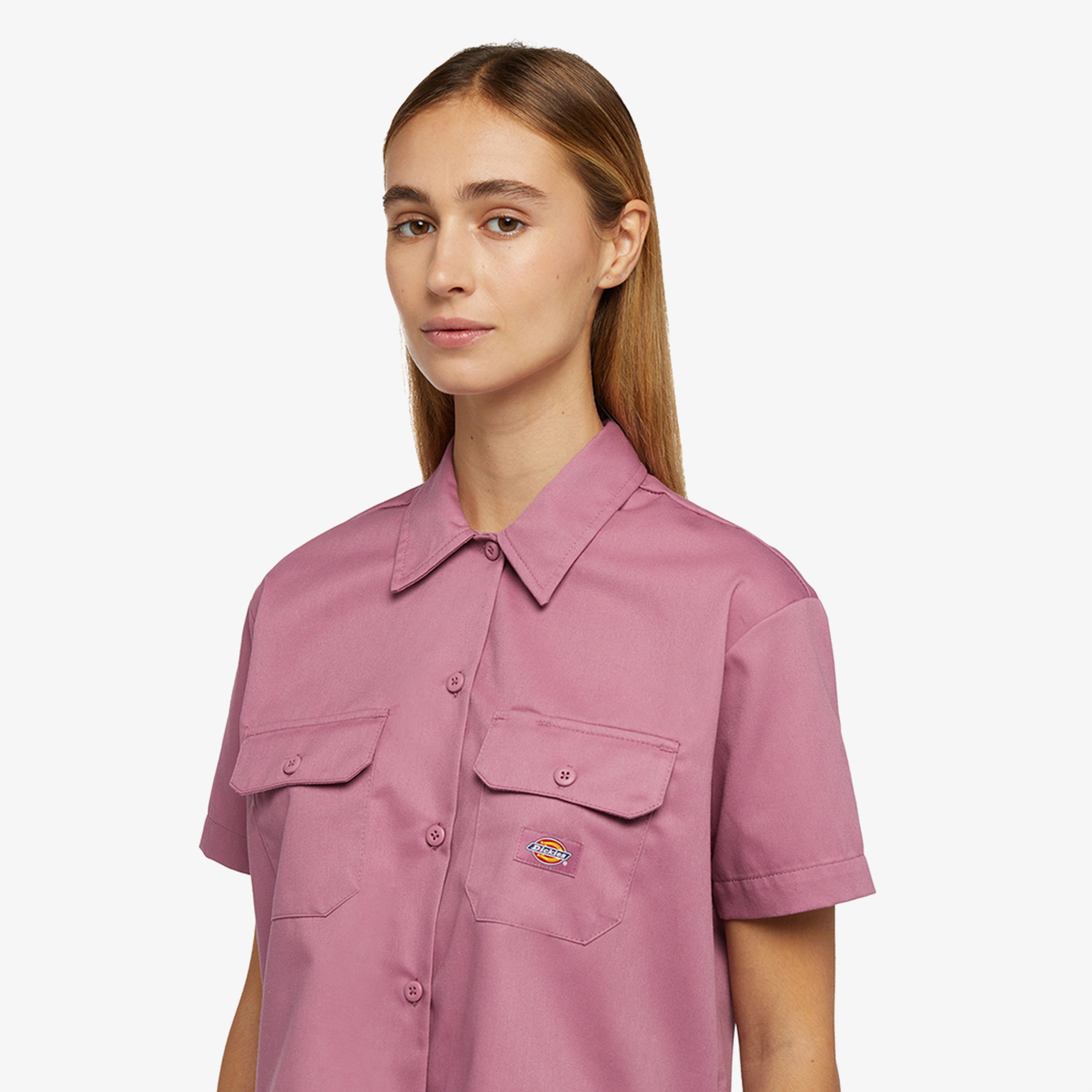 Dickies Work Cropped Kısa Kollu Kadın Pembe Gömlek