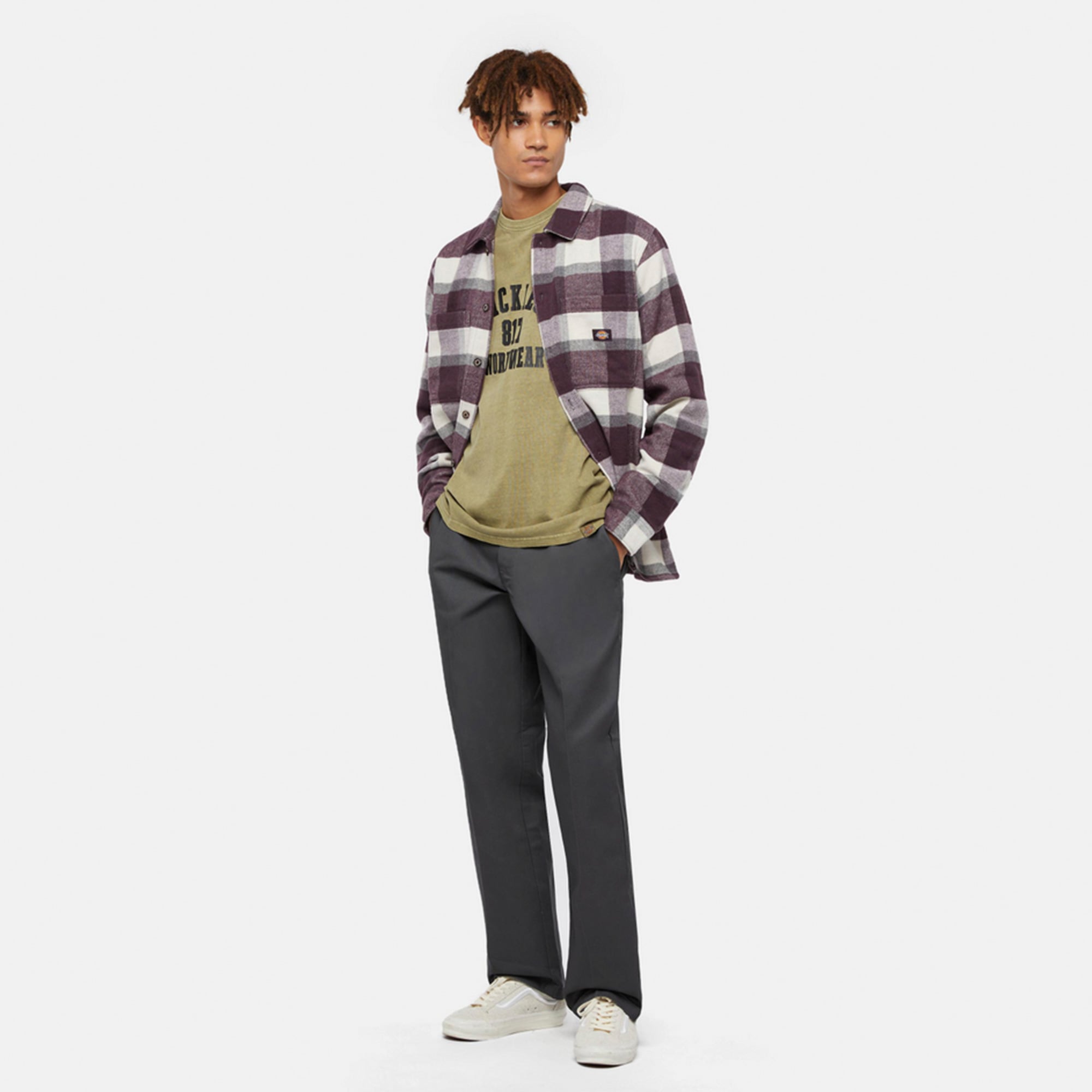 Dickies Plaid Coaling Uzun Kollu Erkek Mor Gömlek