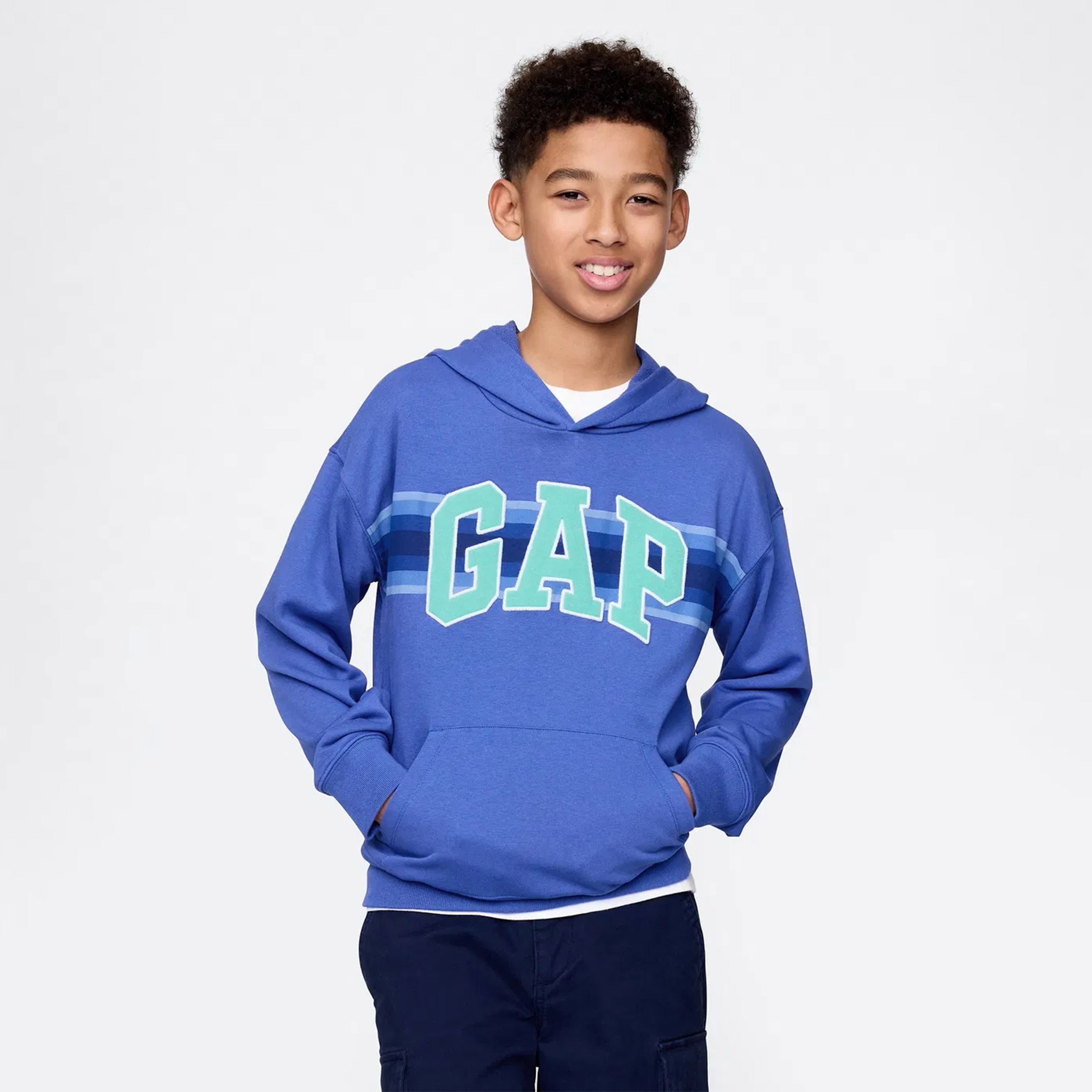 Gap Relaxed Fit French Terry Çocuk Mavi Sweatshirt