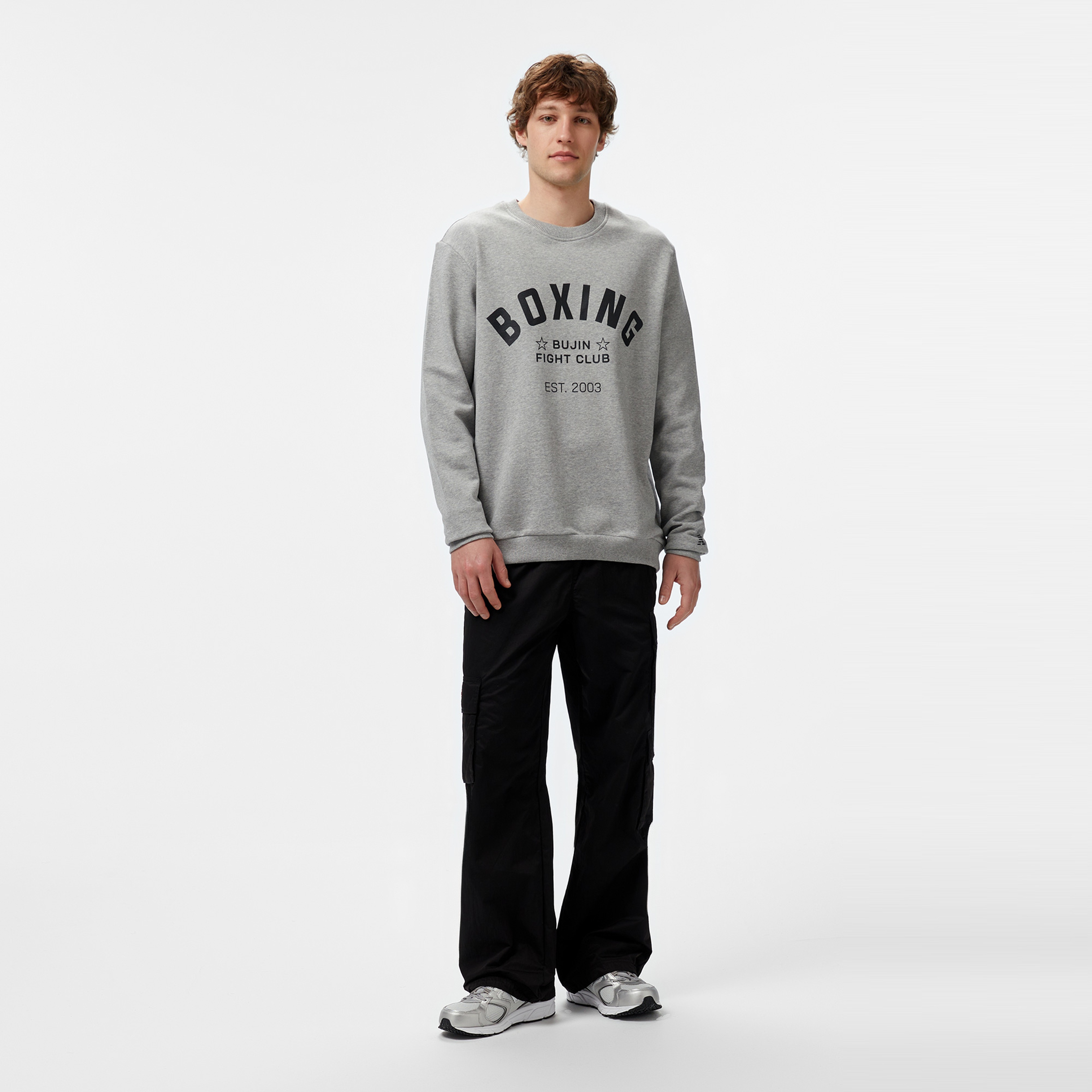 New Balance Bujin Boxing Erkek Gri Sweatshirt