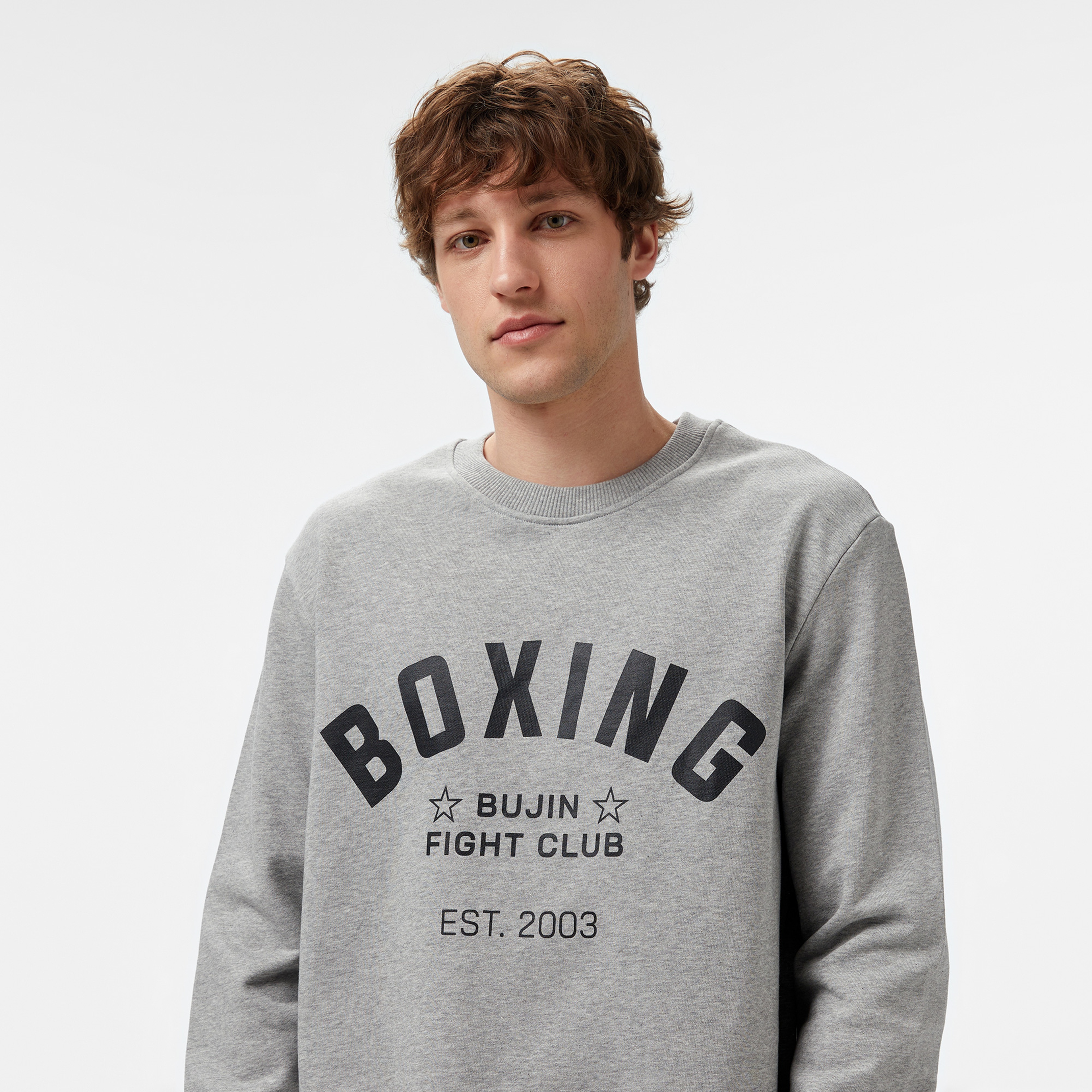 New Balance Bujin Boxing Erkek Gri Sweatshirt
