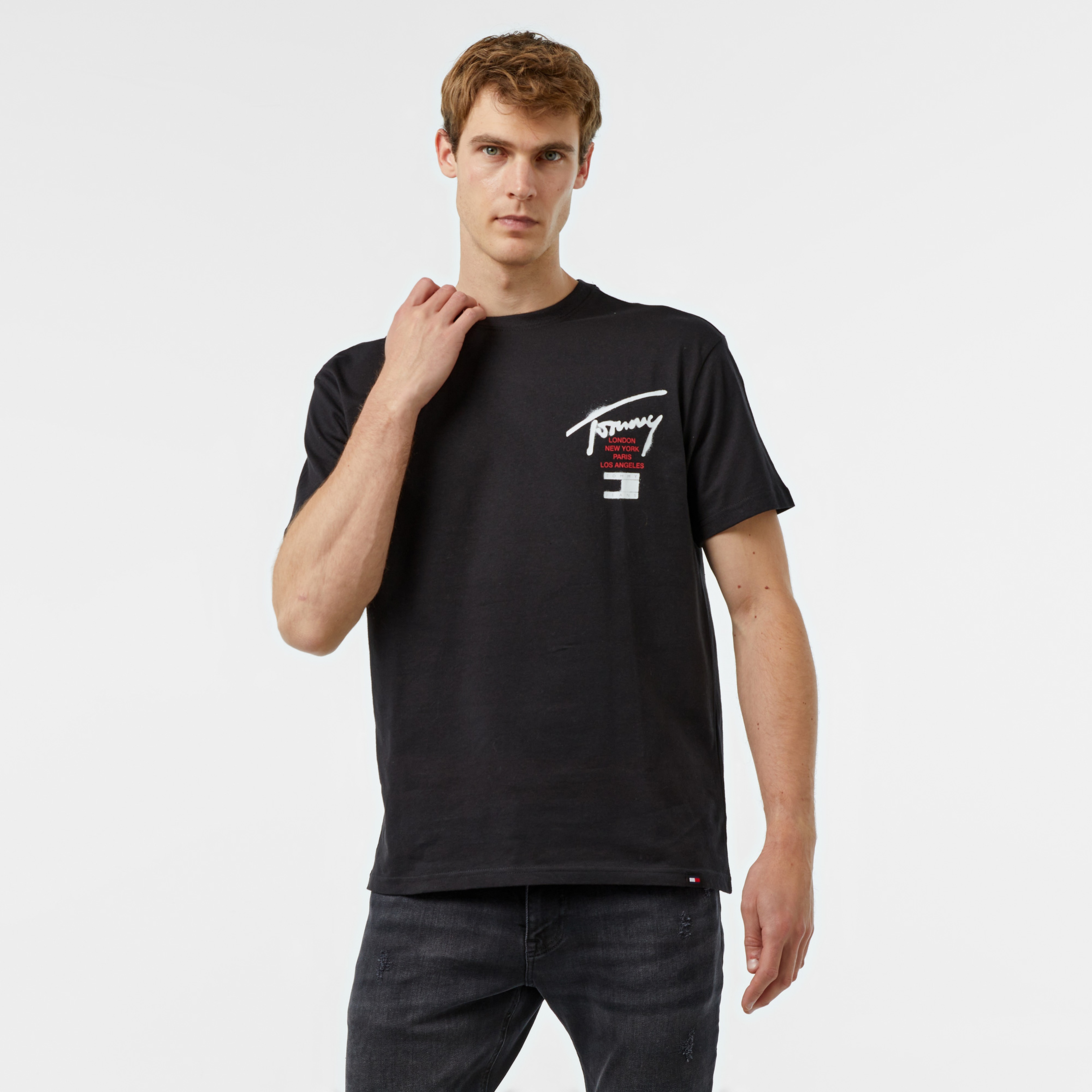 Tommy Jeans Reg Graffiti Sig Erkek Siyah T-Shirt