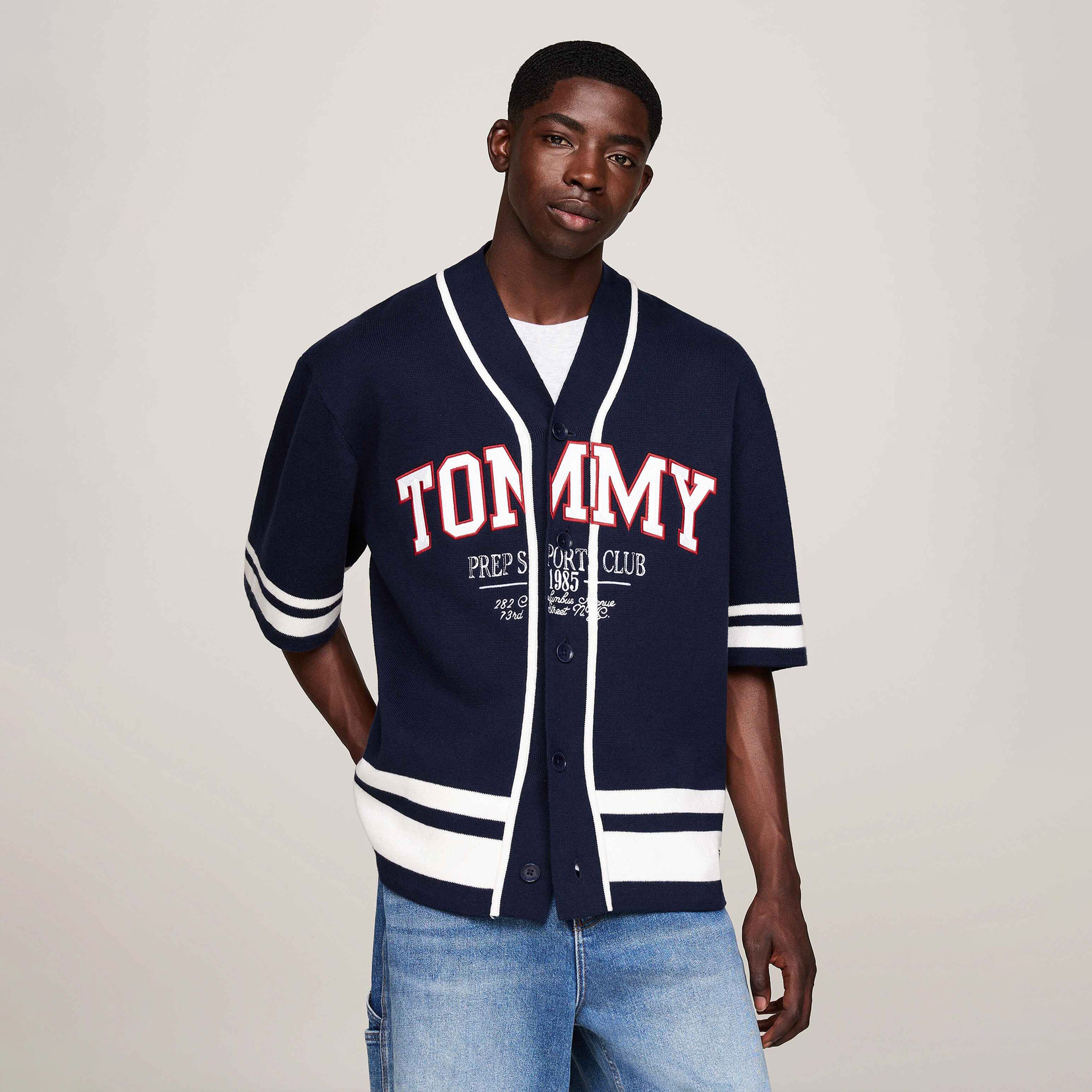 Tommy Jeans Knitted Erkek Mavi T-Shirt