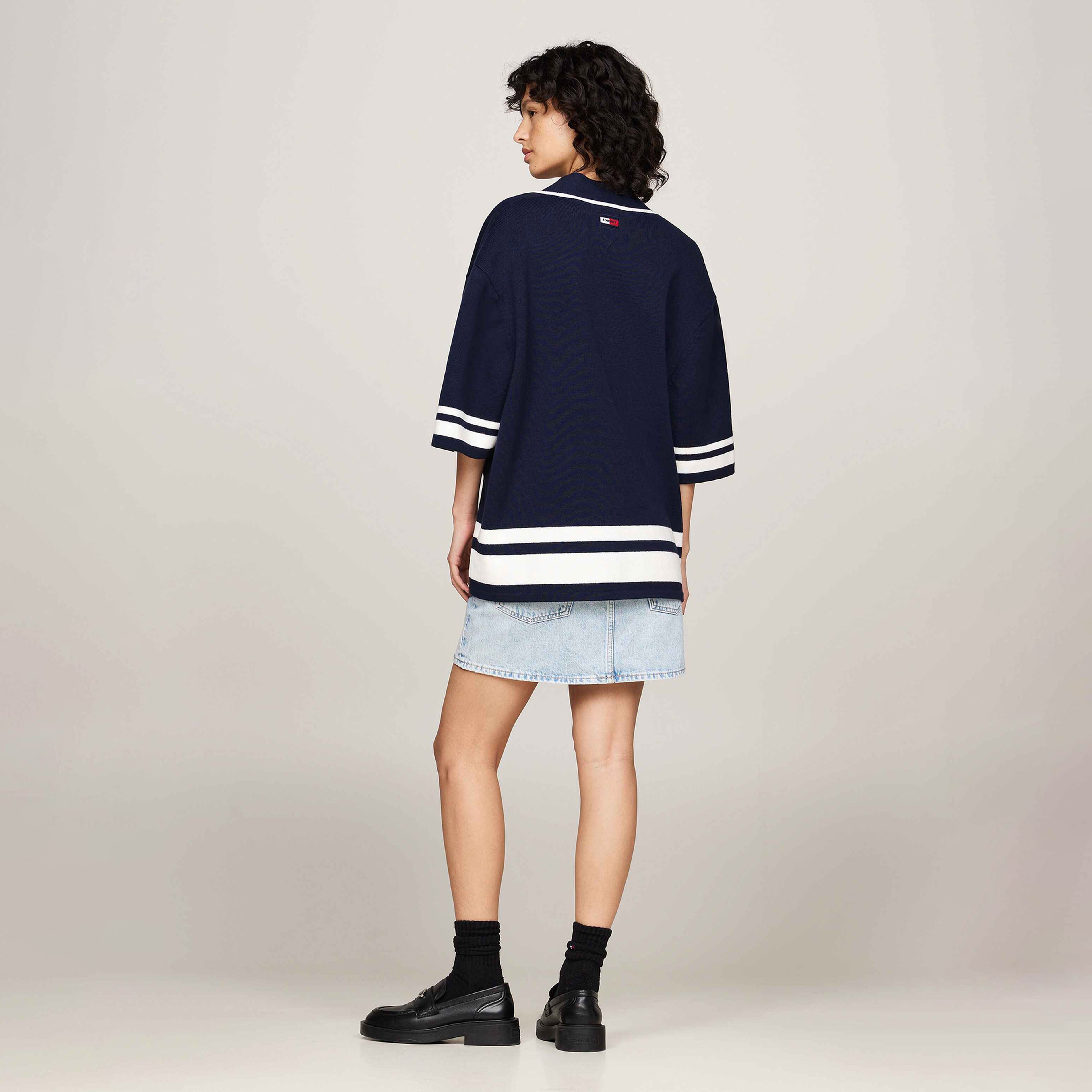 Tommy Jeans Knitted Erkek Mavi T-Shirt