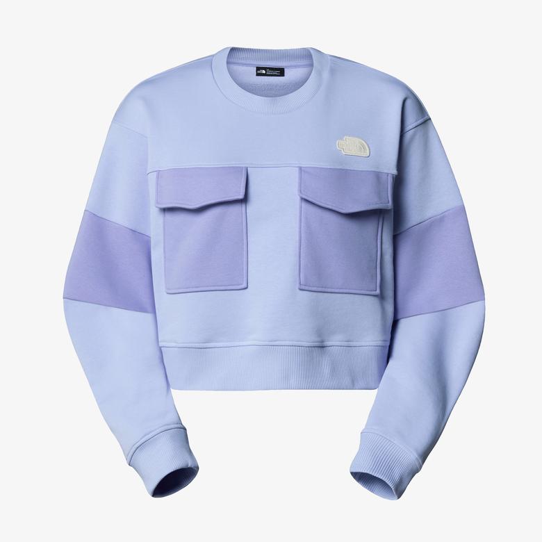 The North Face Terry  Oversızed Cropped Crew Kadın Mavi Sweatshirt