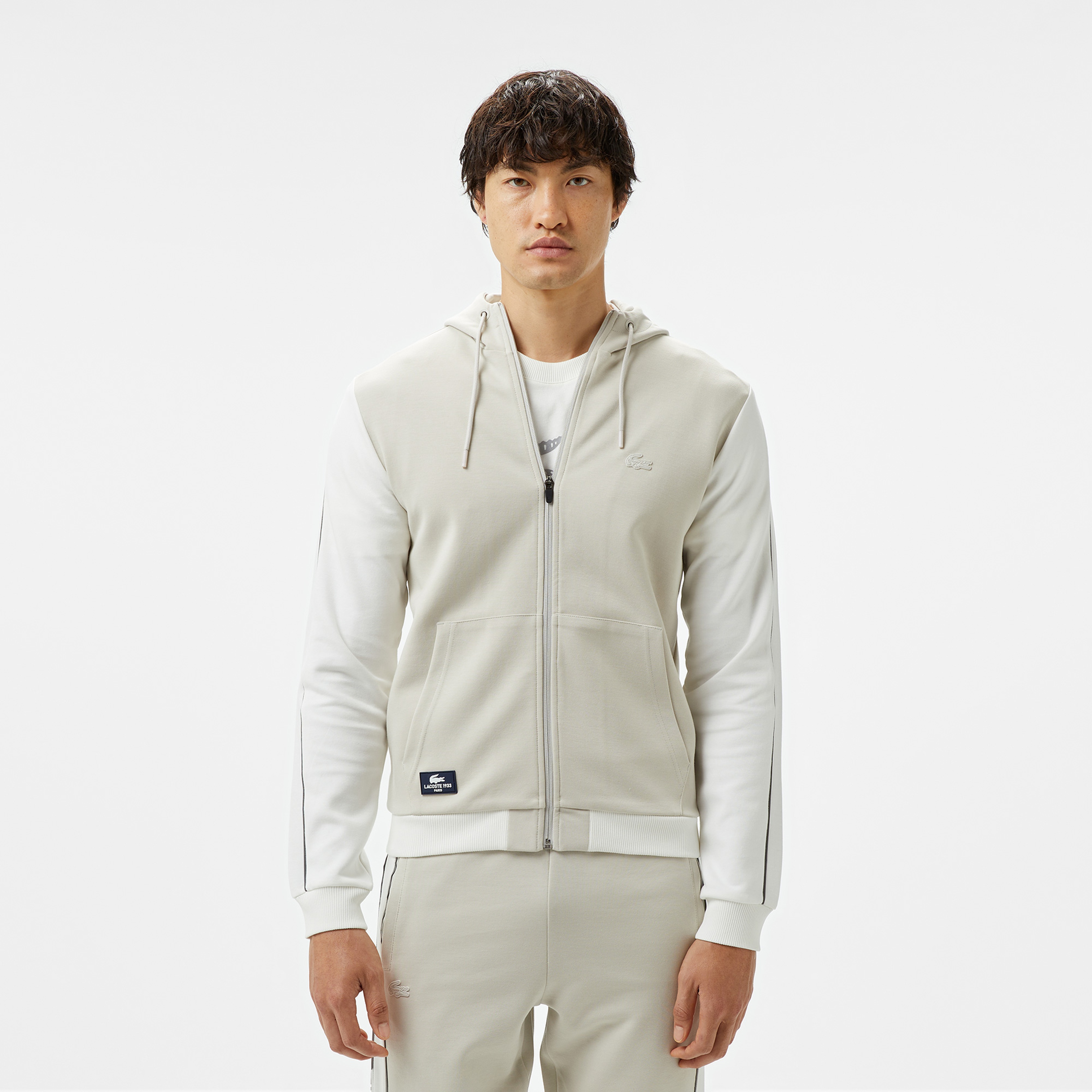 Erkek Slim Fit Kapüşonlu Gri Sweatshirt