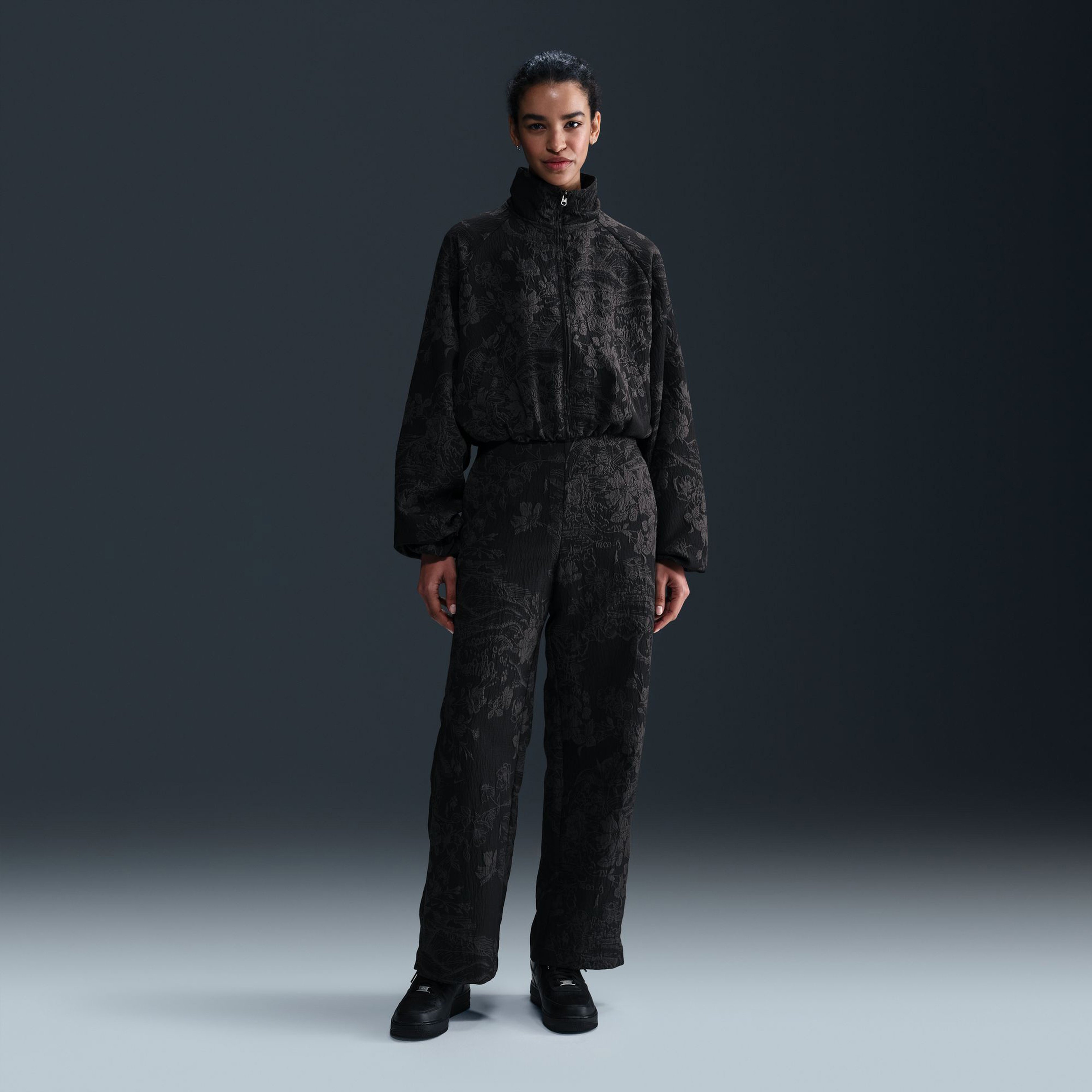 Nike Sportswear Collection Jacquard Tracker Kadın Siyah Ceket