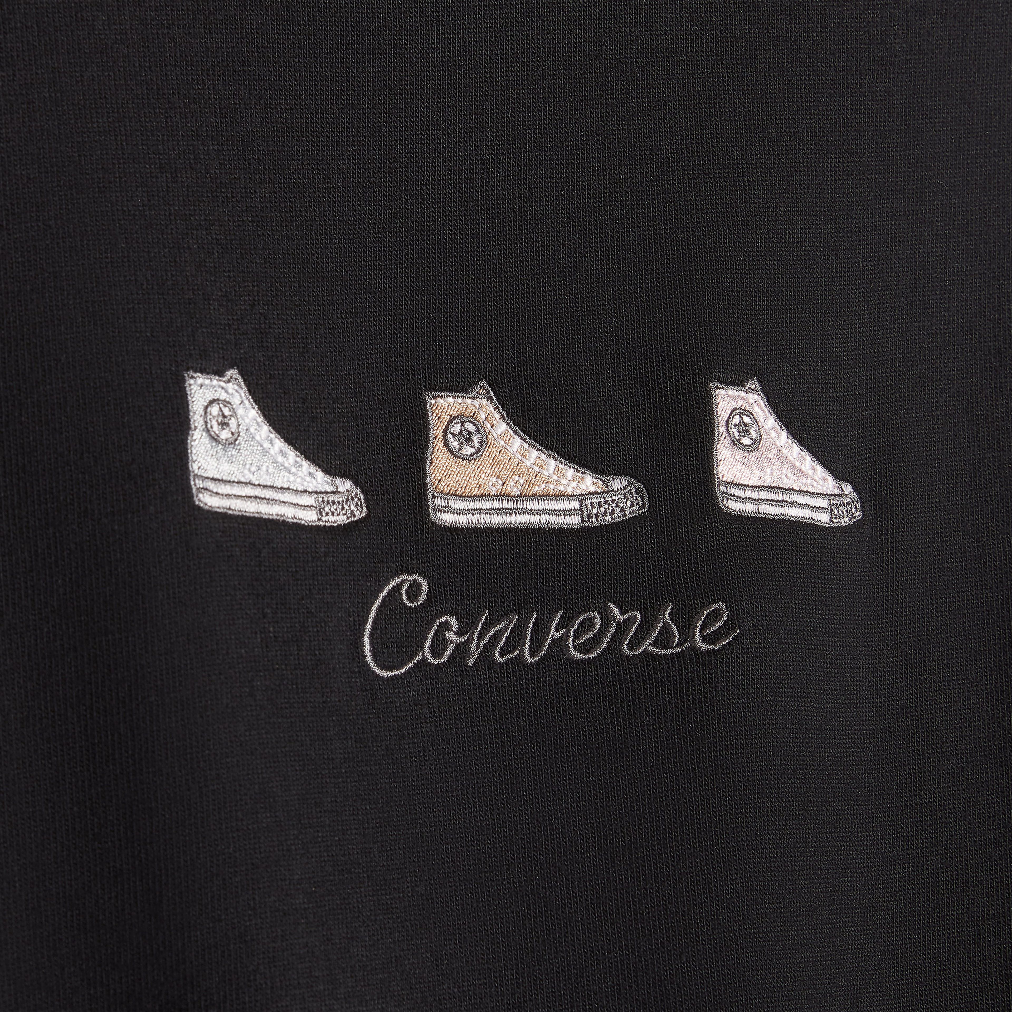Converse High Tops Kadın Nakışlı Siyah T-Shirt