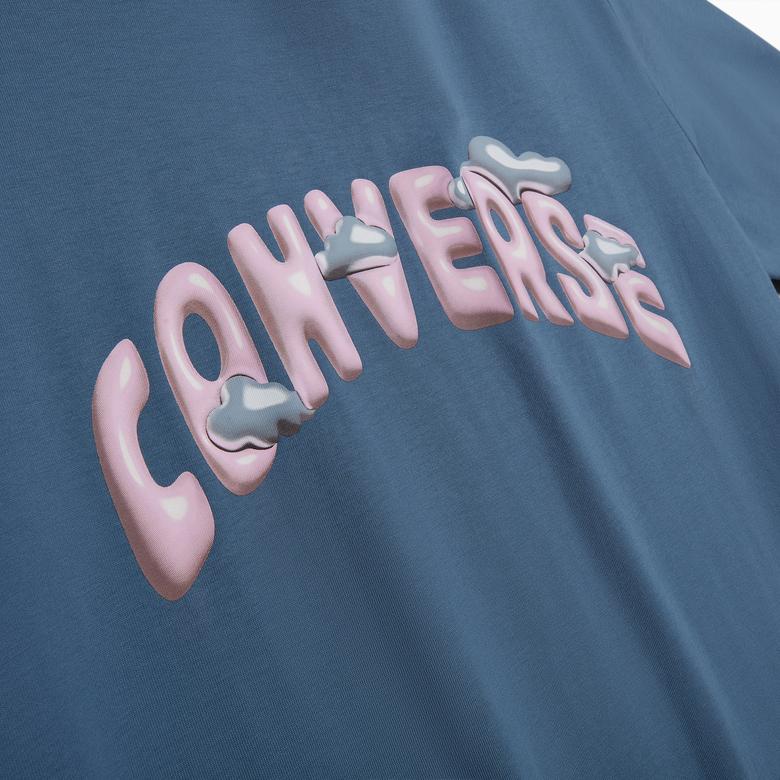 Converse Classic Erkek Grafik Baskılı Mavi T-Shirt