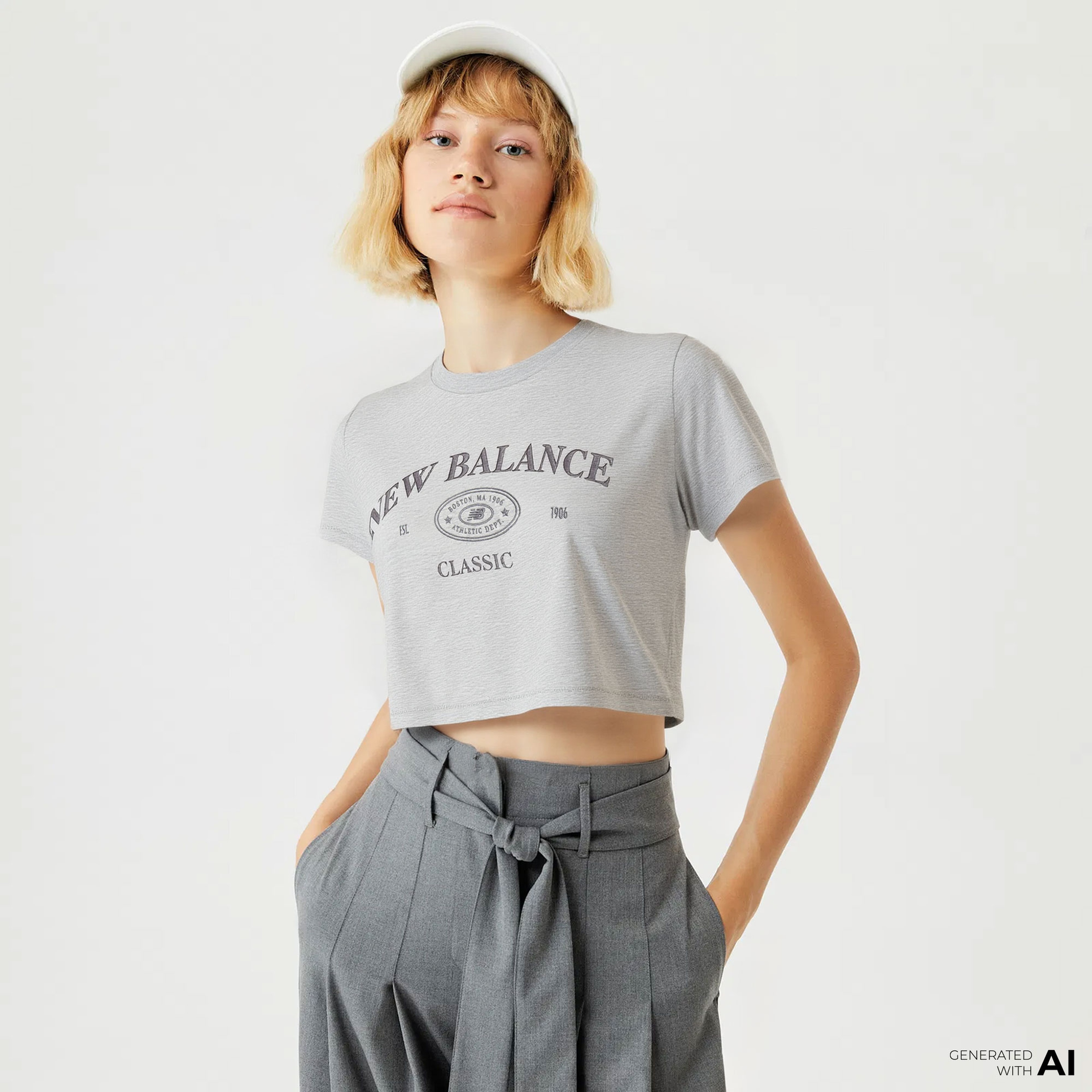 New Balance Lifestyle Kadın Gri T-Shirt