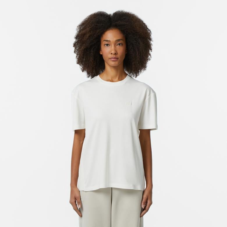 Kadın Relaxed Fit Bisiklet Yaka Beyaz T-Shirt
