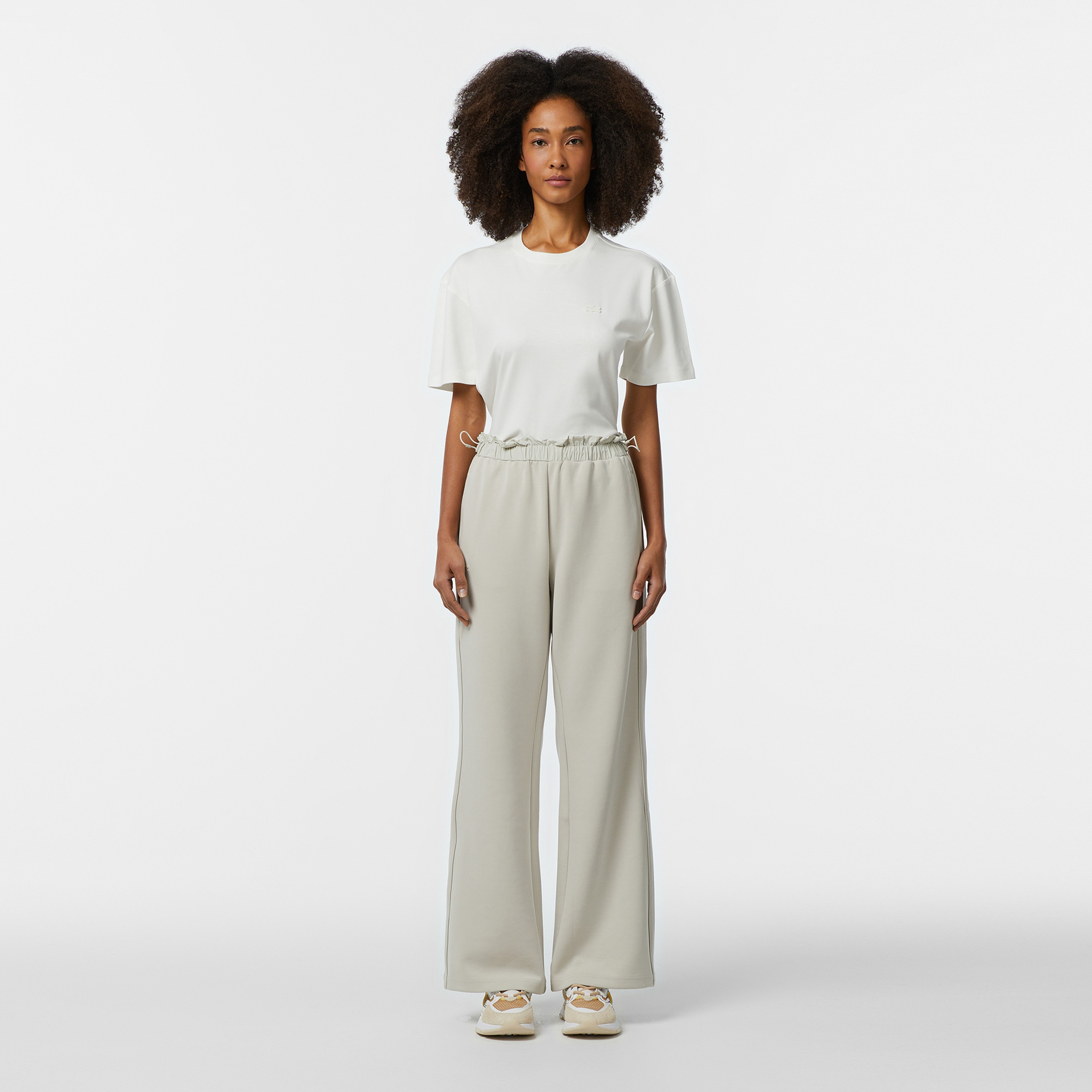 Kadın Relaxed Fit Bisiklet Yaka Beyaz T-Shirt