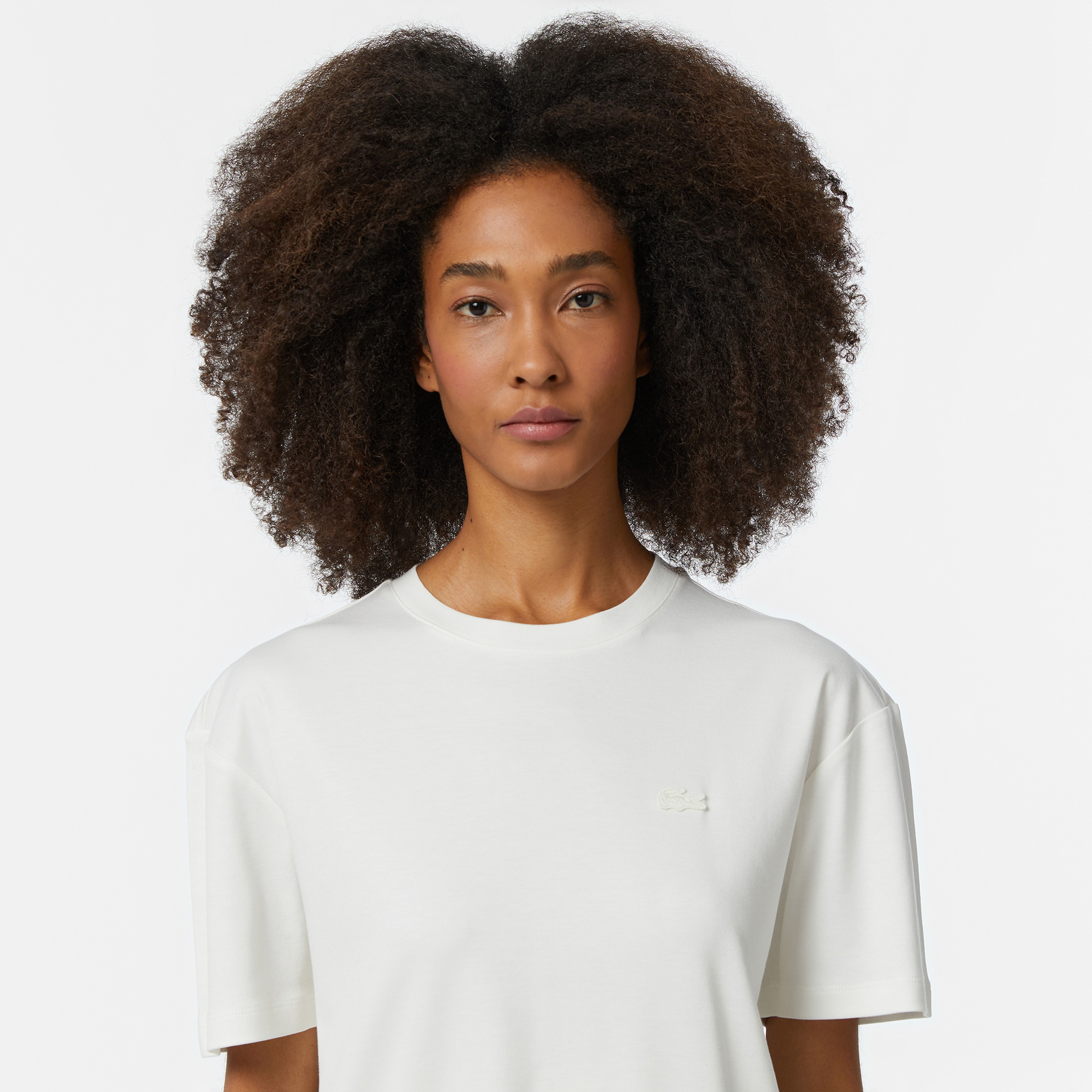 Kadın Relaxed Fit Bisiklet Yaka Beyaz T-Shirt