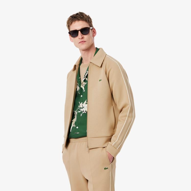 Erkek Regular Fit Fermuarlı Bej Sweatshirt