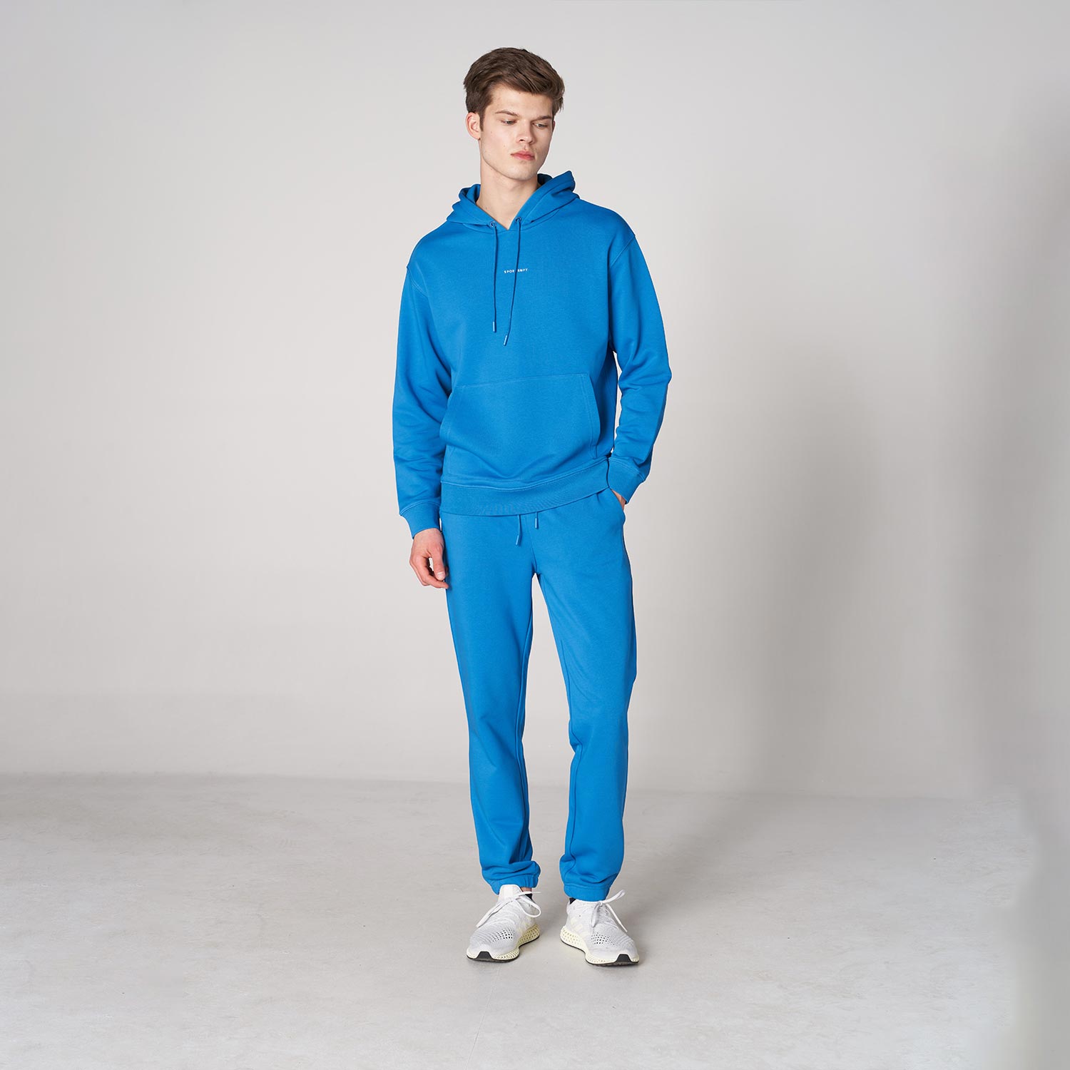 SPORTEMPT Oversized Kapüşonlu Erkek Mavi Sweatshirt