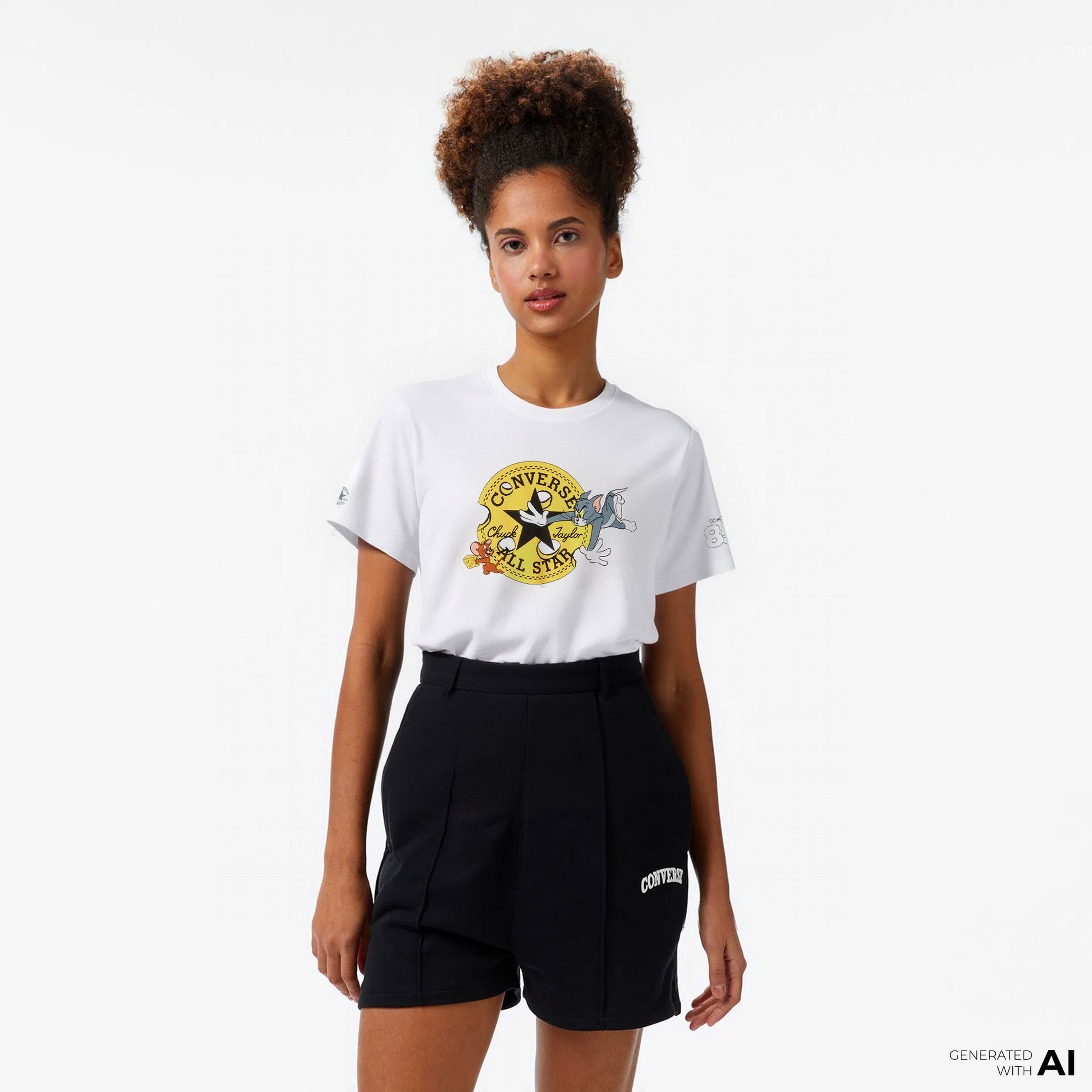 Converse X Tom & Jerry Unisex Beyaz T-Shirt