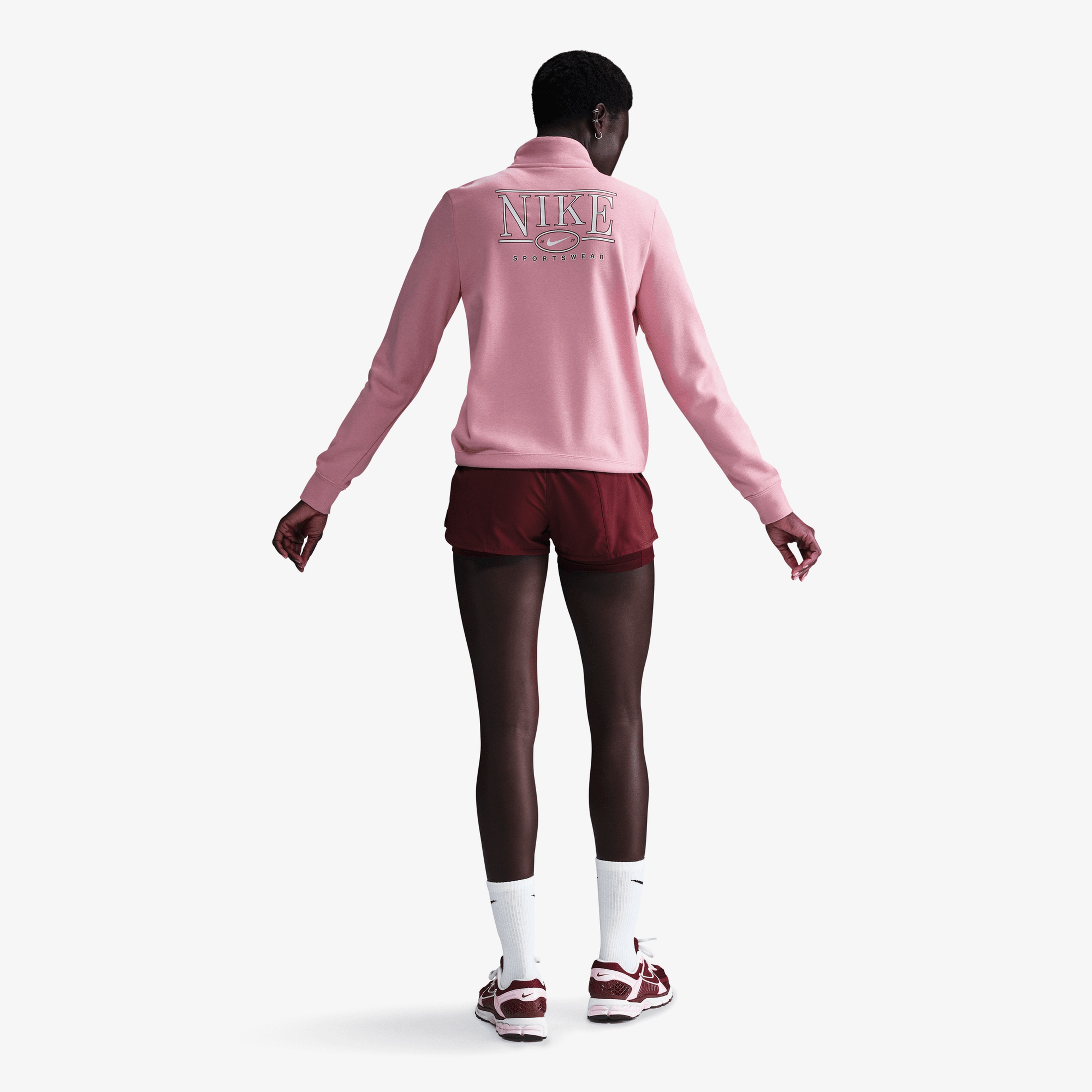 Nike Mock Neck 1/2 Zipped Kadın Pembe Sweatshirt