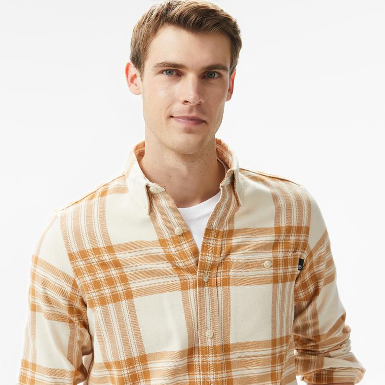 Timberland Midweight Flannel Check Erkek Bej T-Shirt