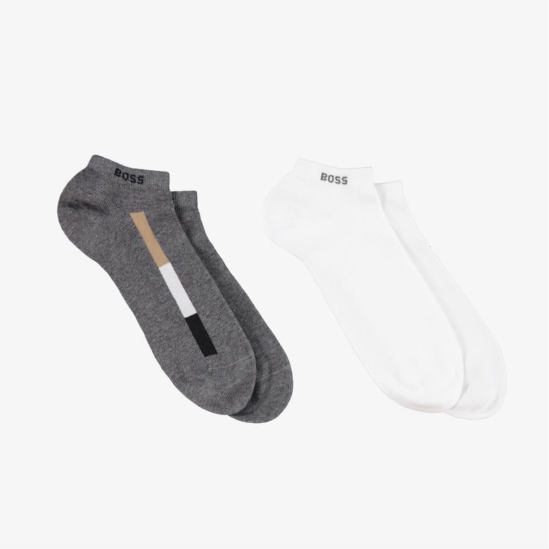 Boss 2Pas Iconic Stripe Erkek Gri Çorap