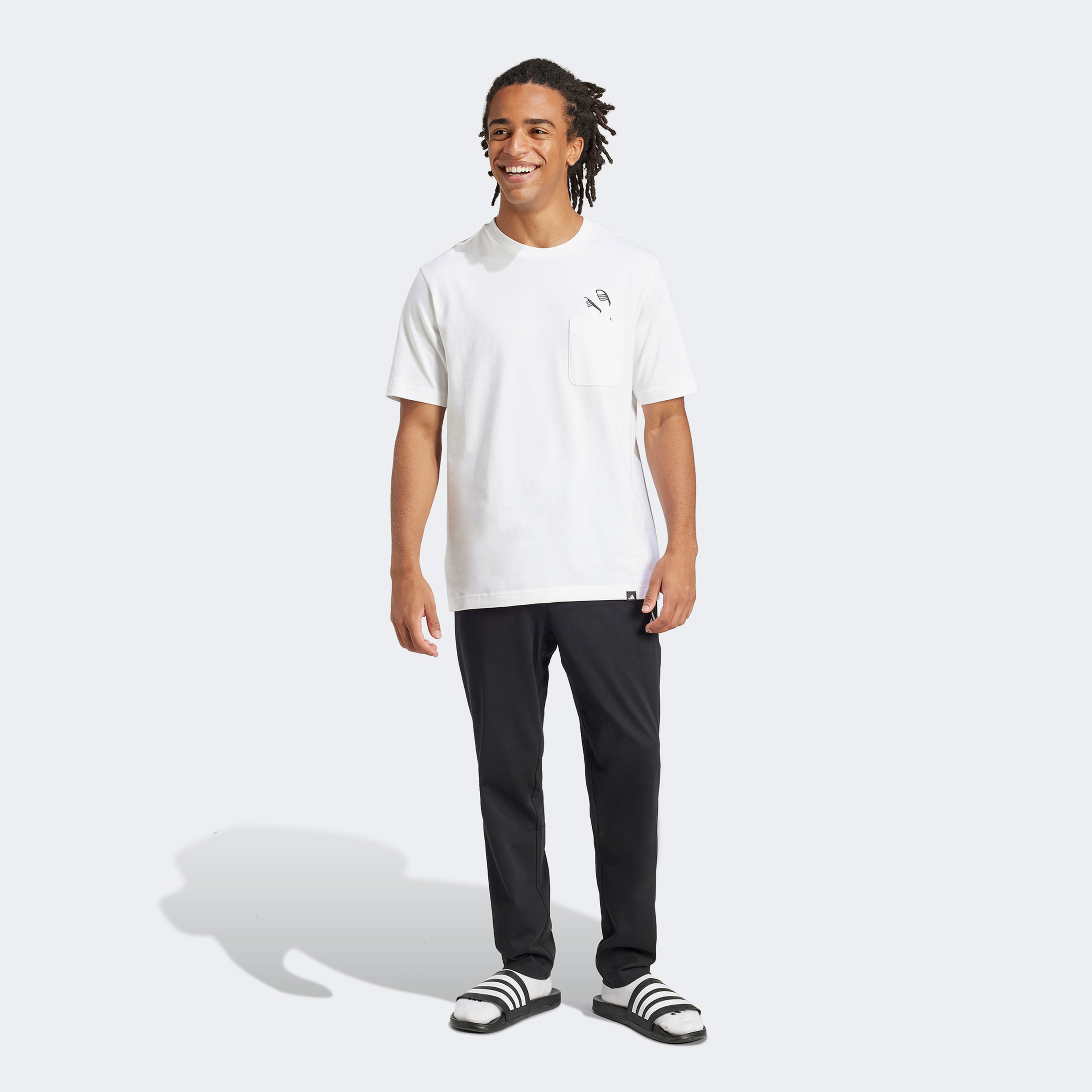 adidas Lounge Slides Graphic Erkek Beyaz T-Shirt