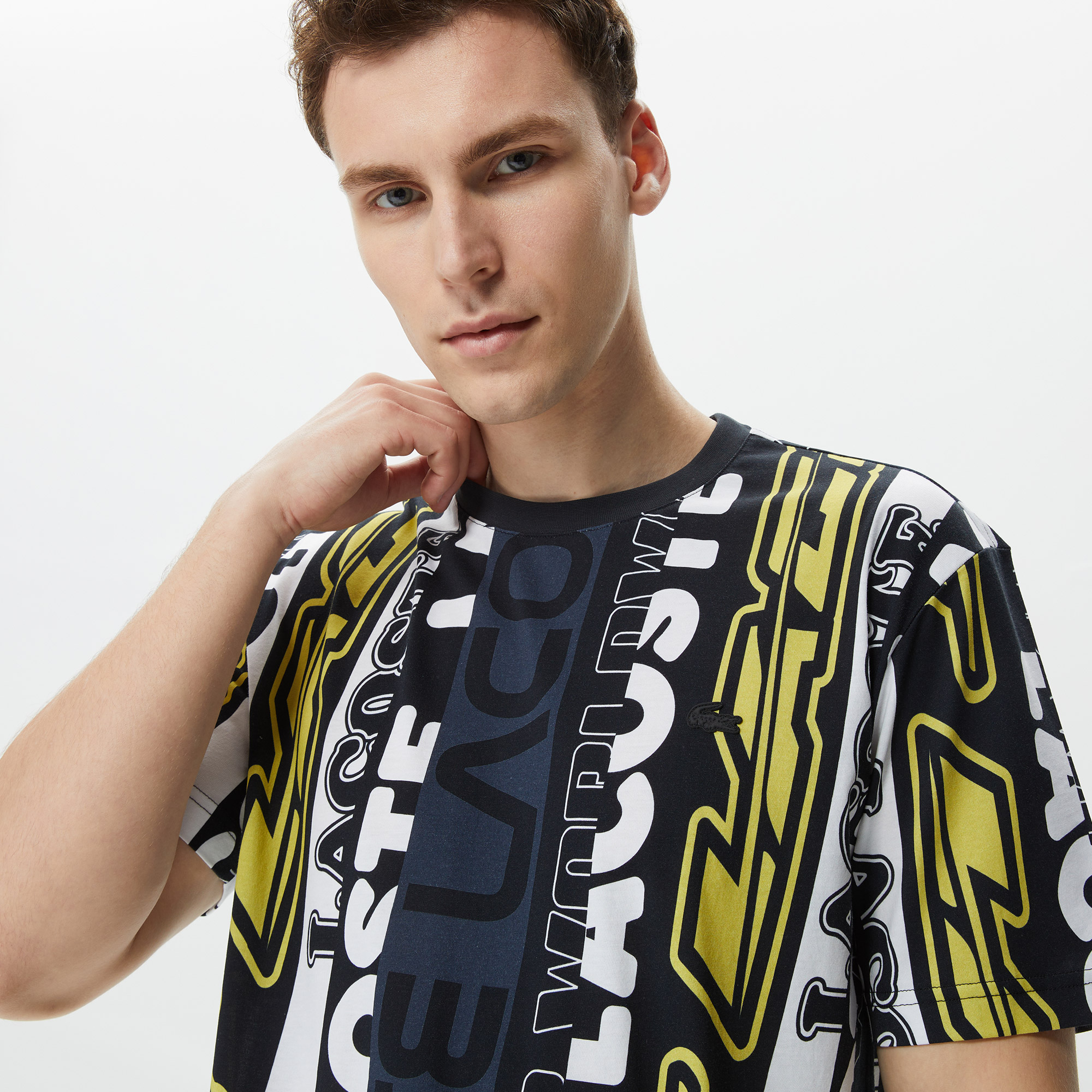 Erkek Regular Fit Bisiklet Yaka Baskılı Siyah T-Shirt