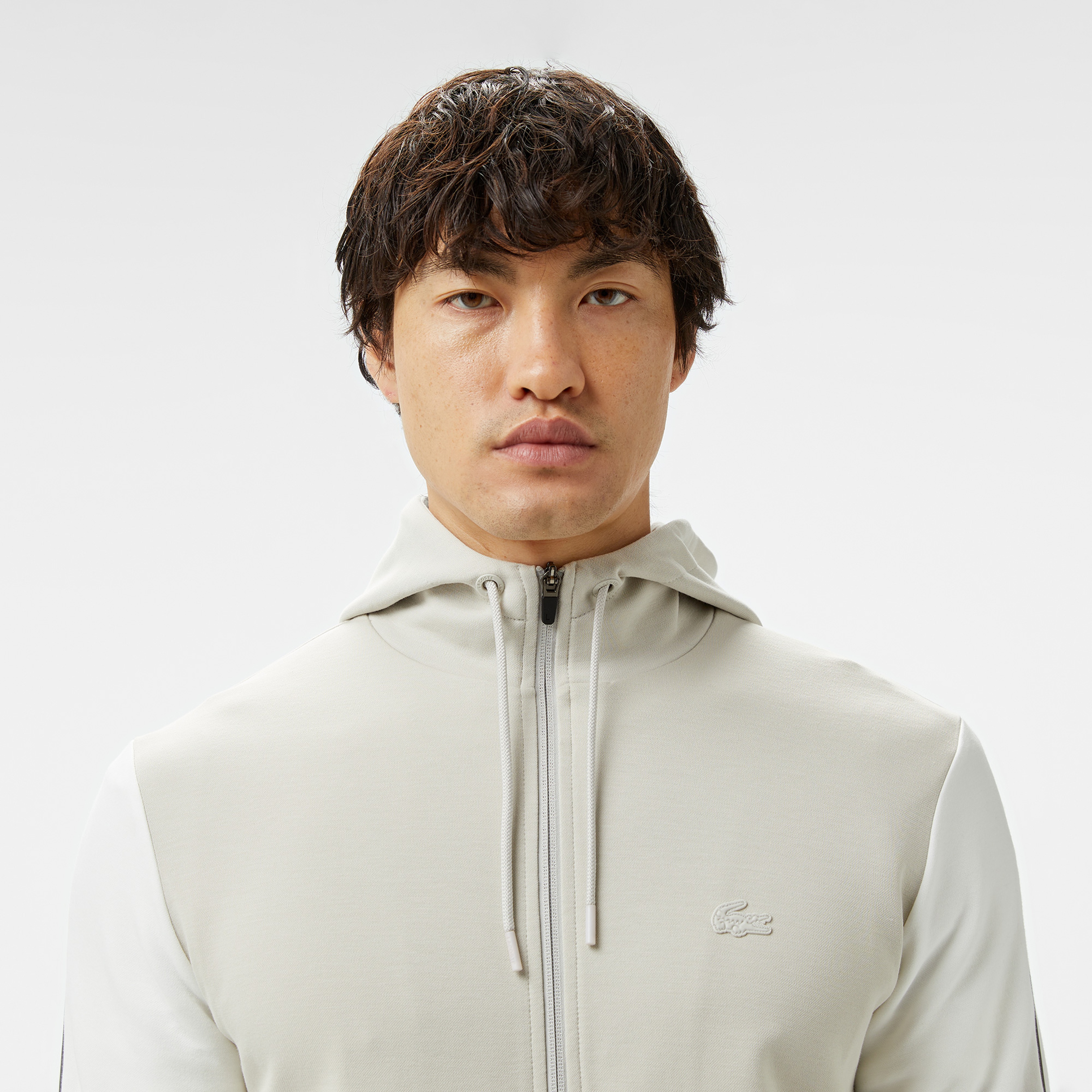 Erkek Slim Fit Kapüşonlu Gri Sweatshirt