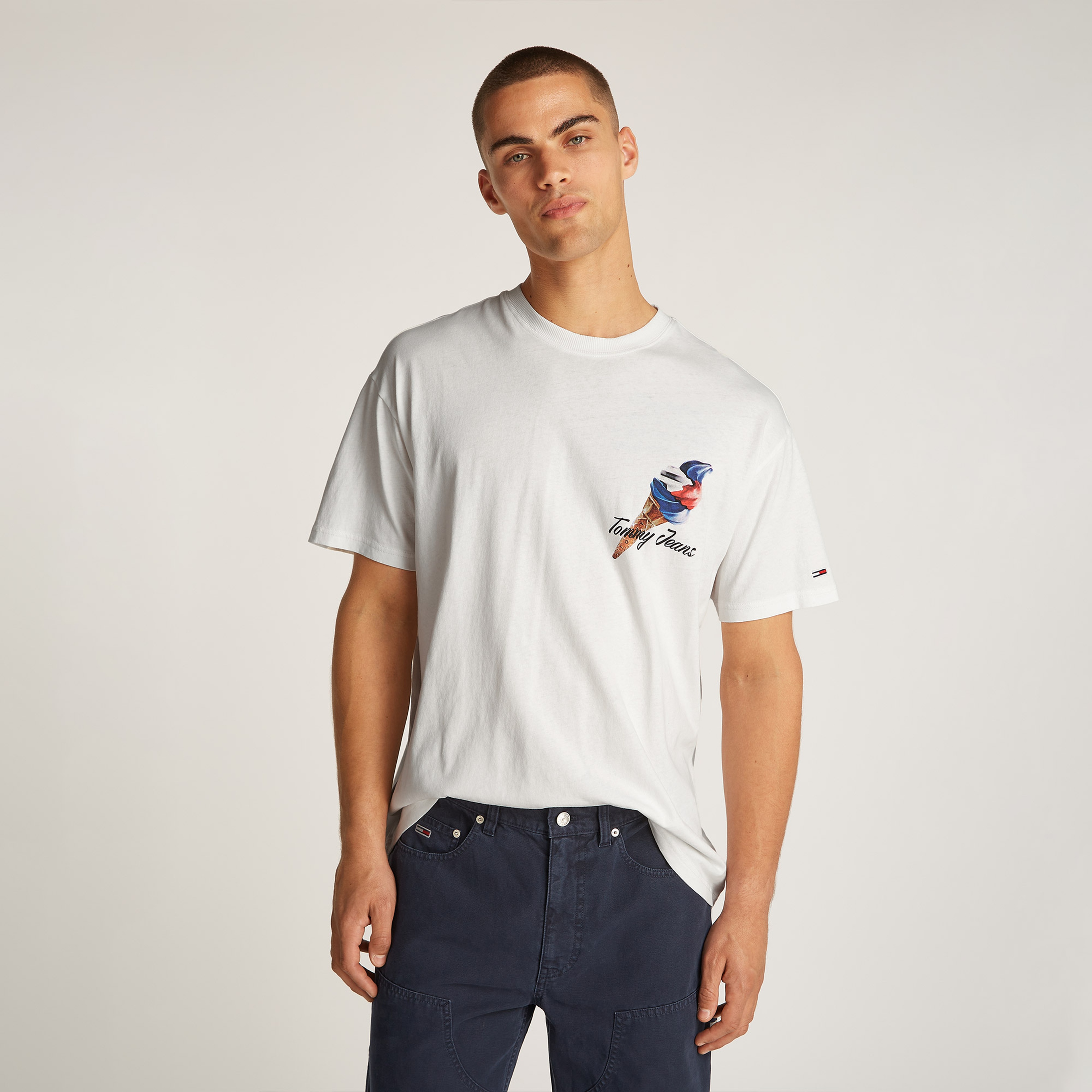 Tommy Jeans Rlx Novelty 2 Gmd Erkek Beyaz T-Shirt