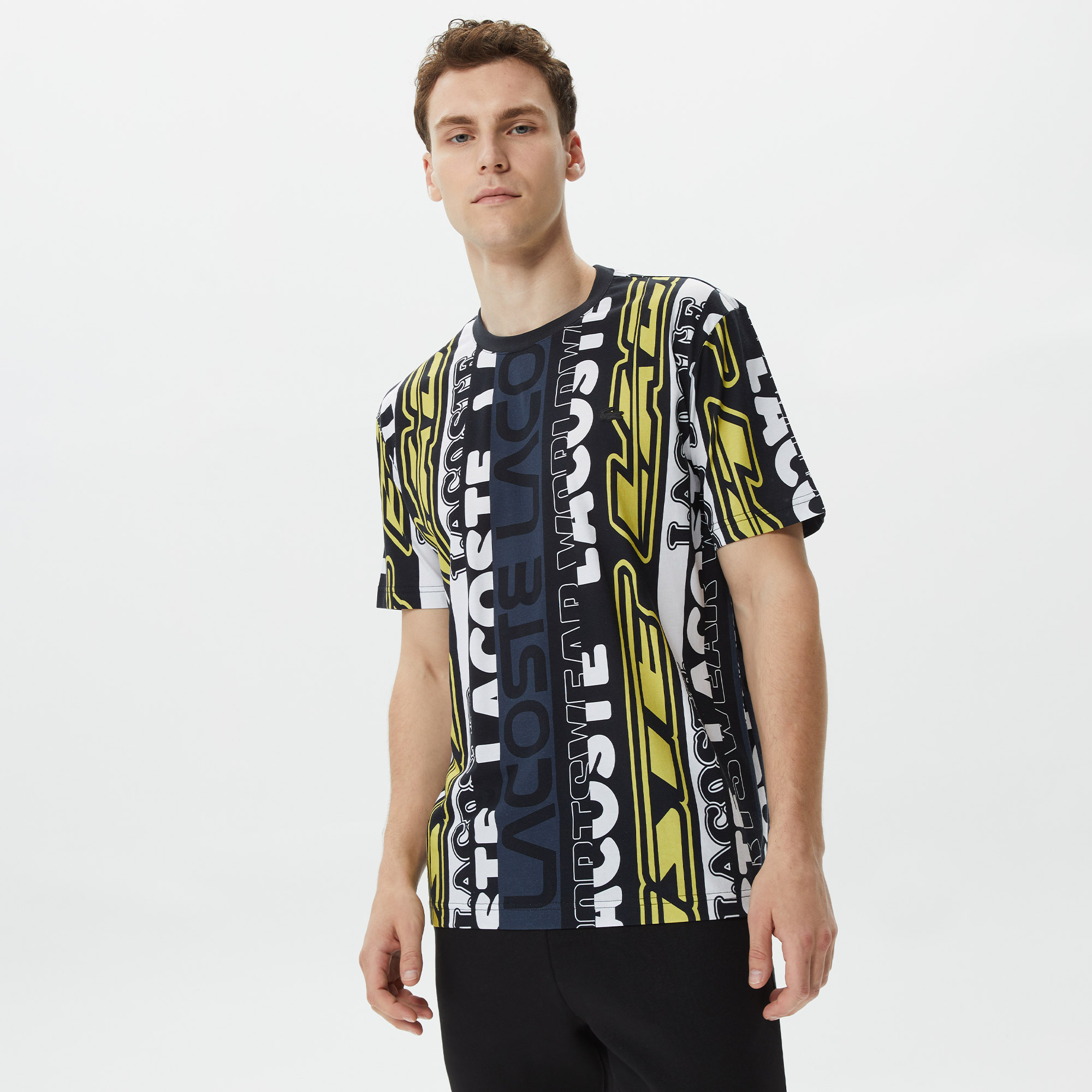 Erkek Regular Fit Bisiklet Yaka Baskılı Siyah T-Shirt