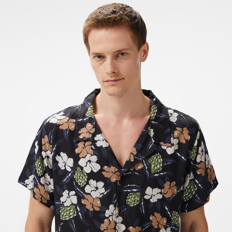 Boss Beach Erkek Siyah Desenli Gömlek