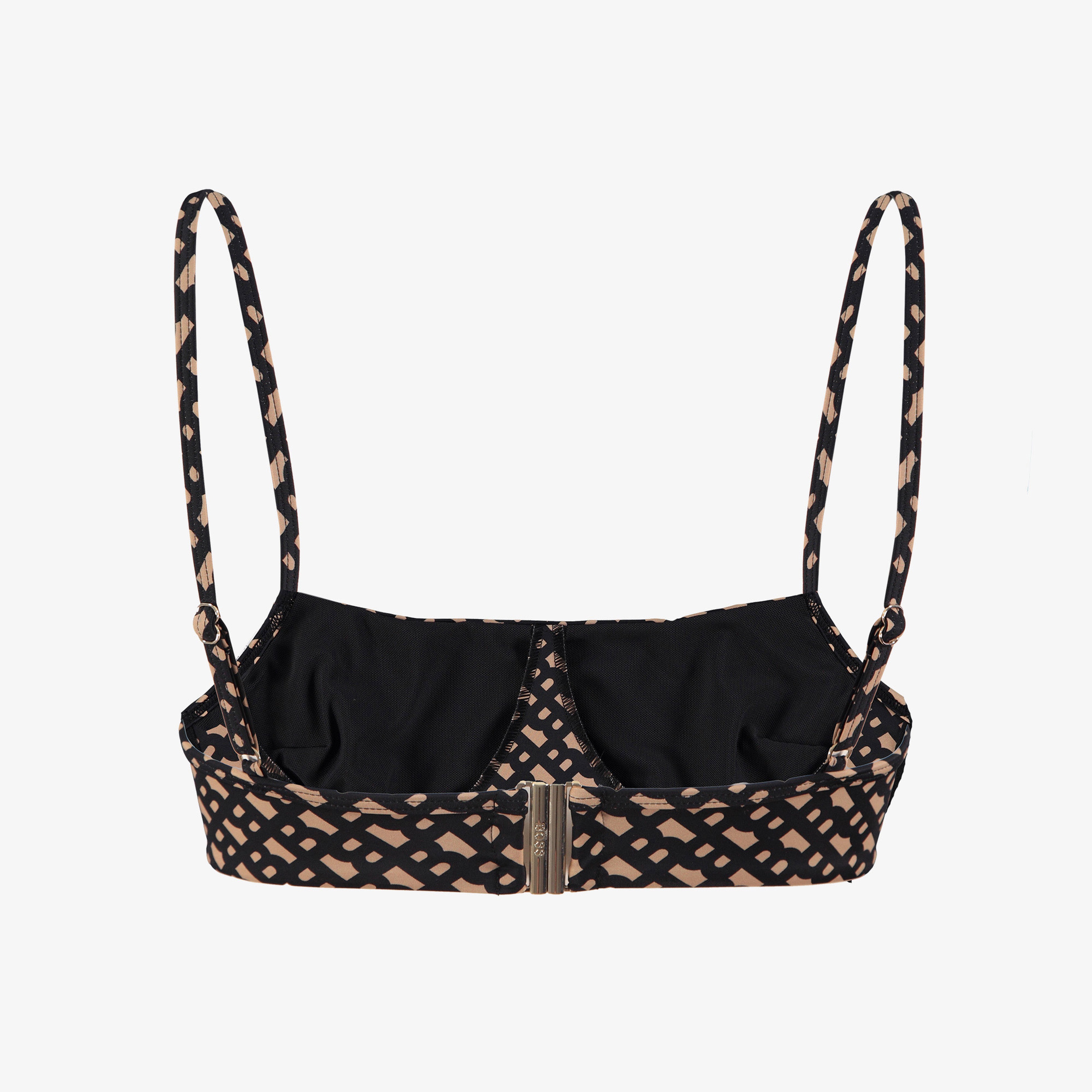Boss Monogram Bandeau Kadın Siyah Bikini Üstü
