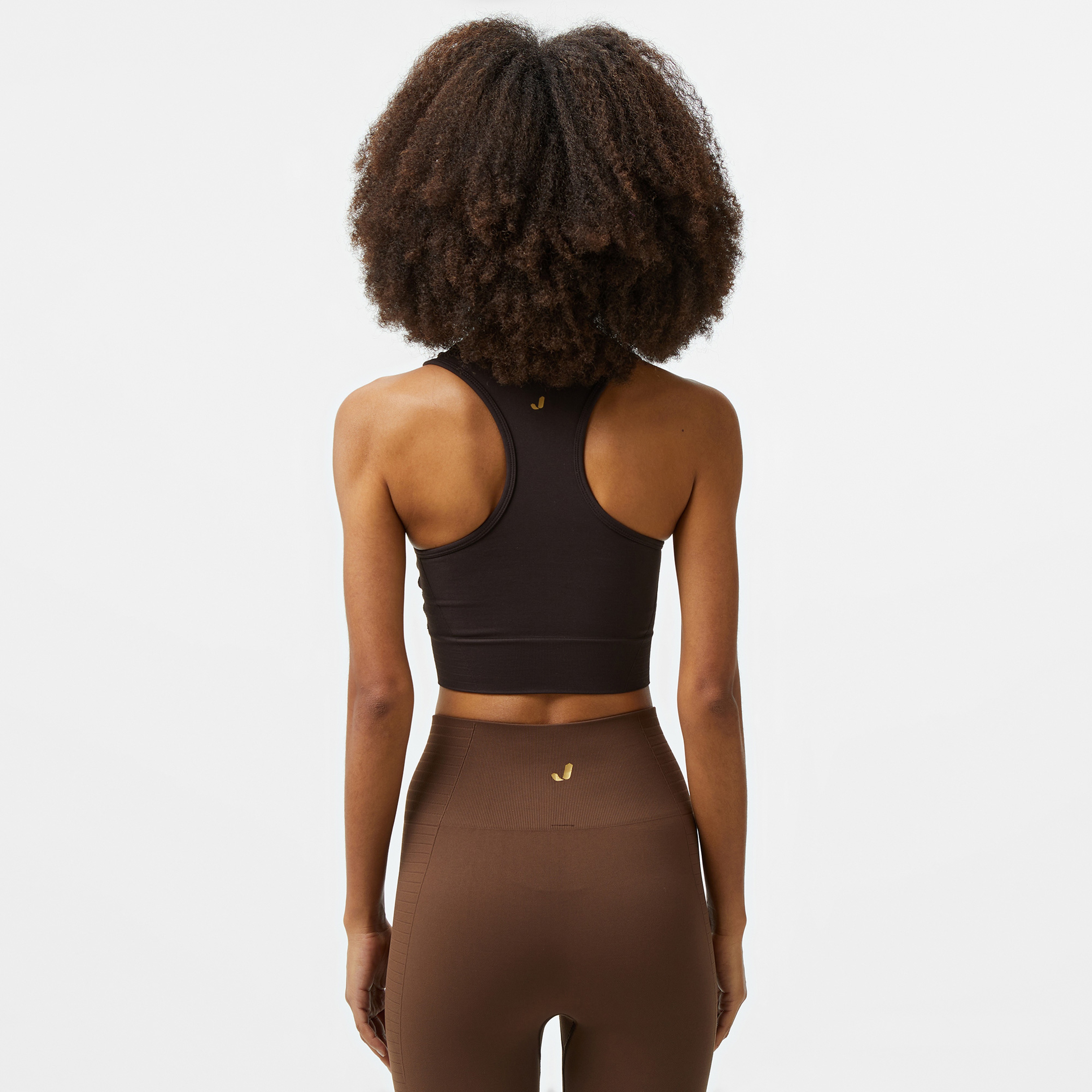 Jerf Gela Çift Katlı Kompress Kadın Kahverengi Sport Bra