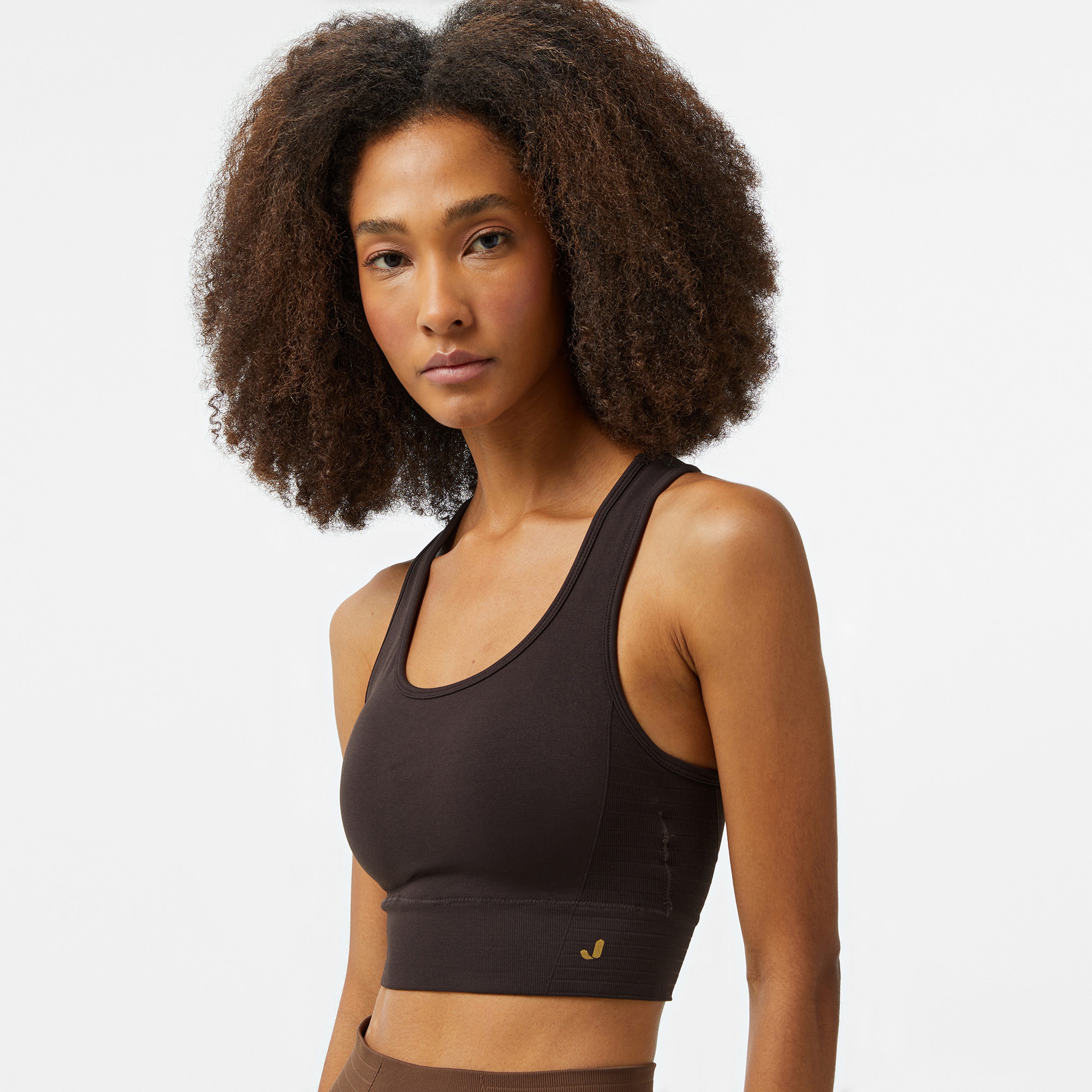 Jerf Gela Çift Katlı Kompress Kadın Kahverengi Sport Bra