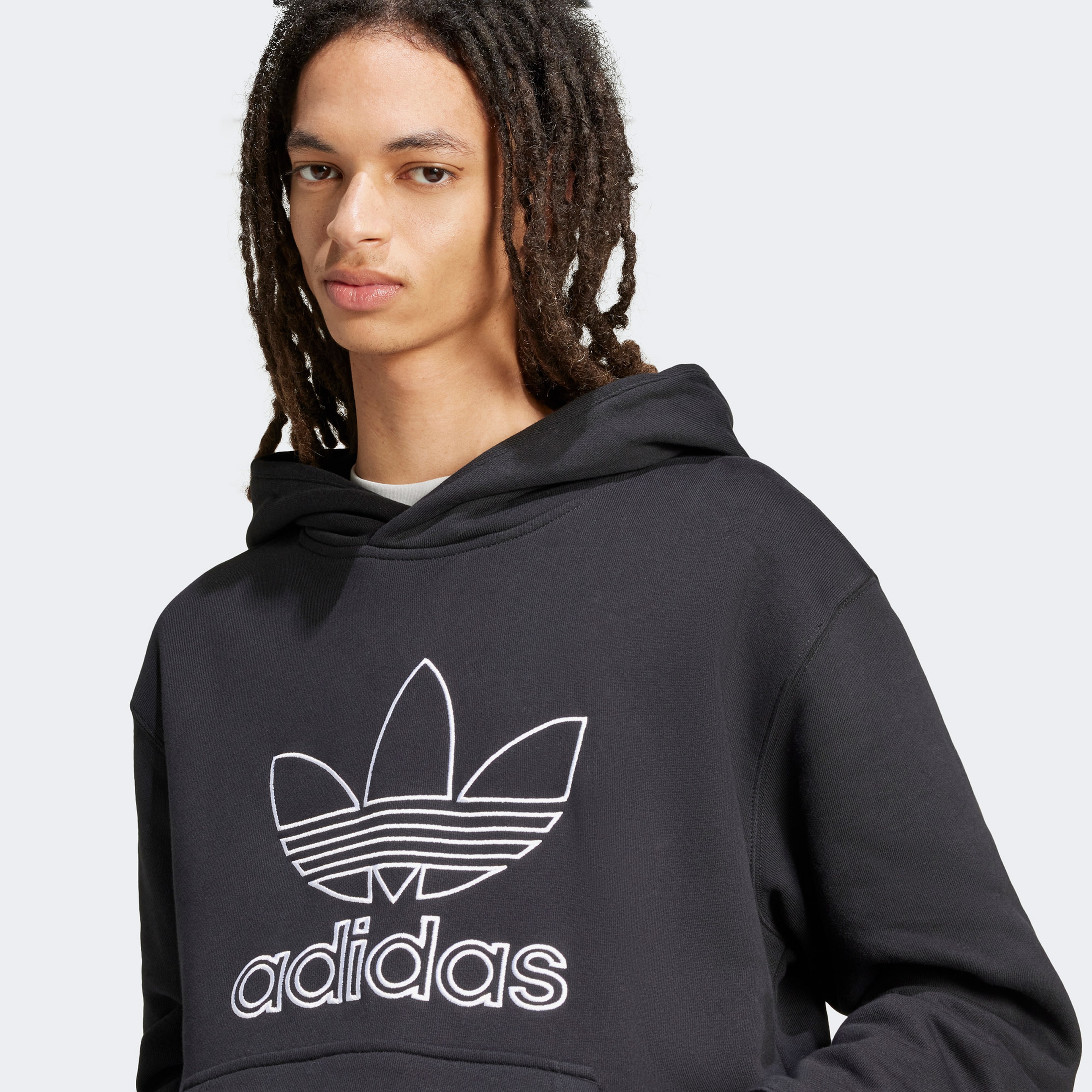 adidas Adicolor Outline Trefoil Kapişonlu Erkek Siyah Sweatshirt