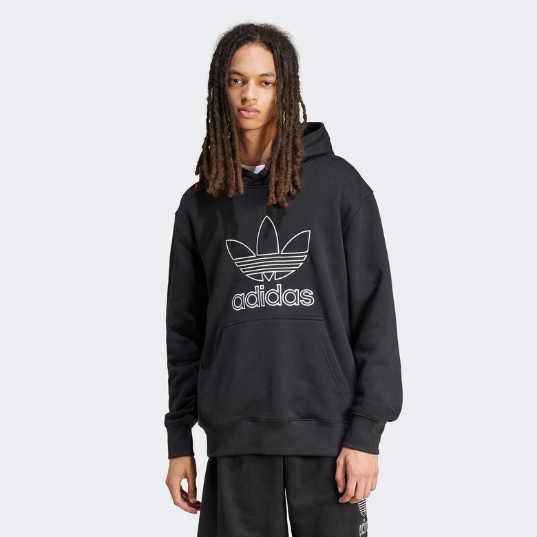 adidas Adicolor Outline Trefoil Kapişonlu Erkek Siyah Sweatshirt