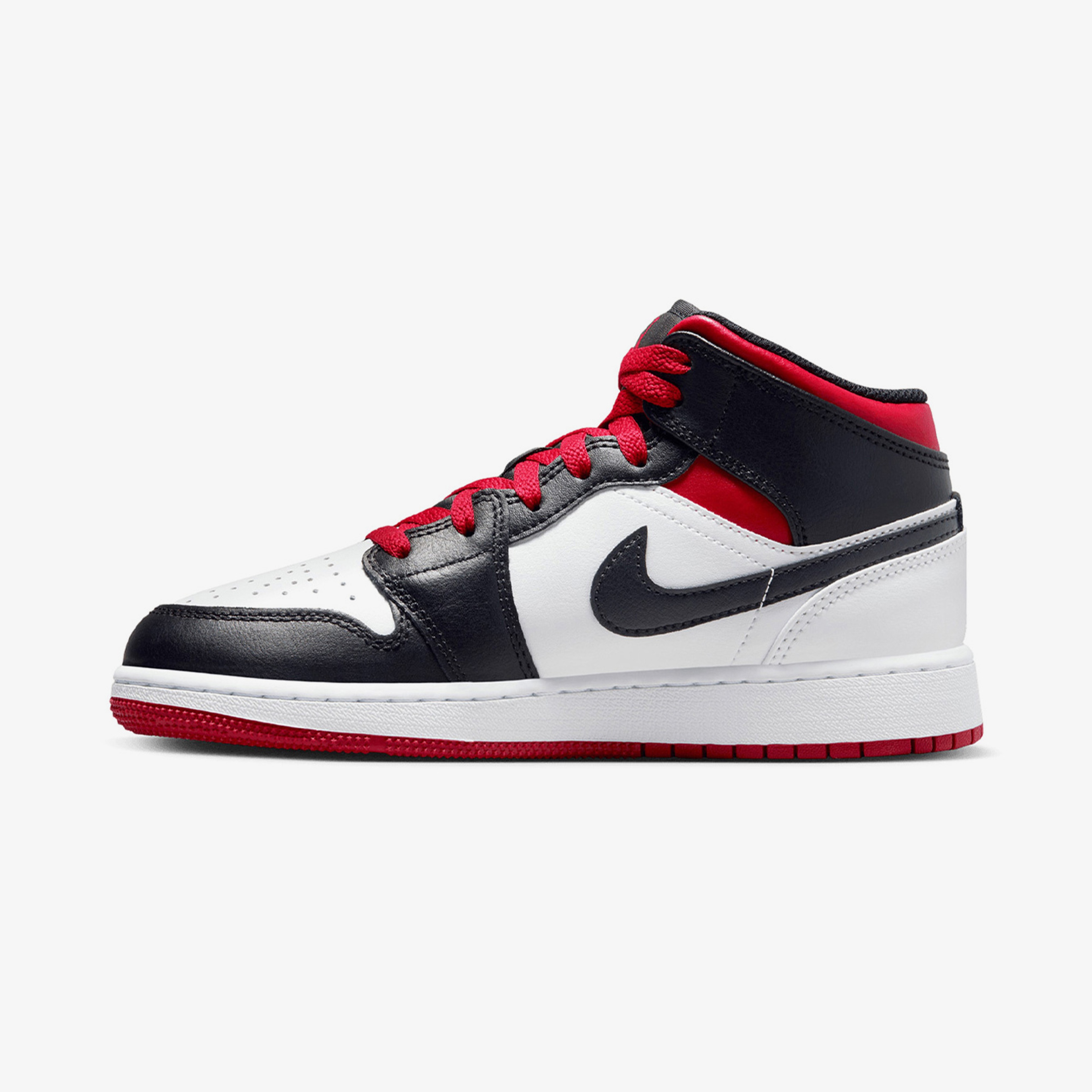 Jordan Air 1 Mid Kadın Beyaz/Siyah/Kırmızı Sneaker
