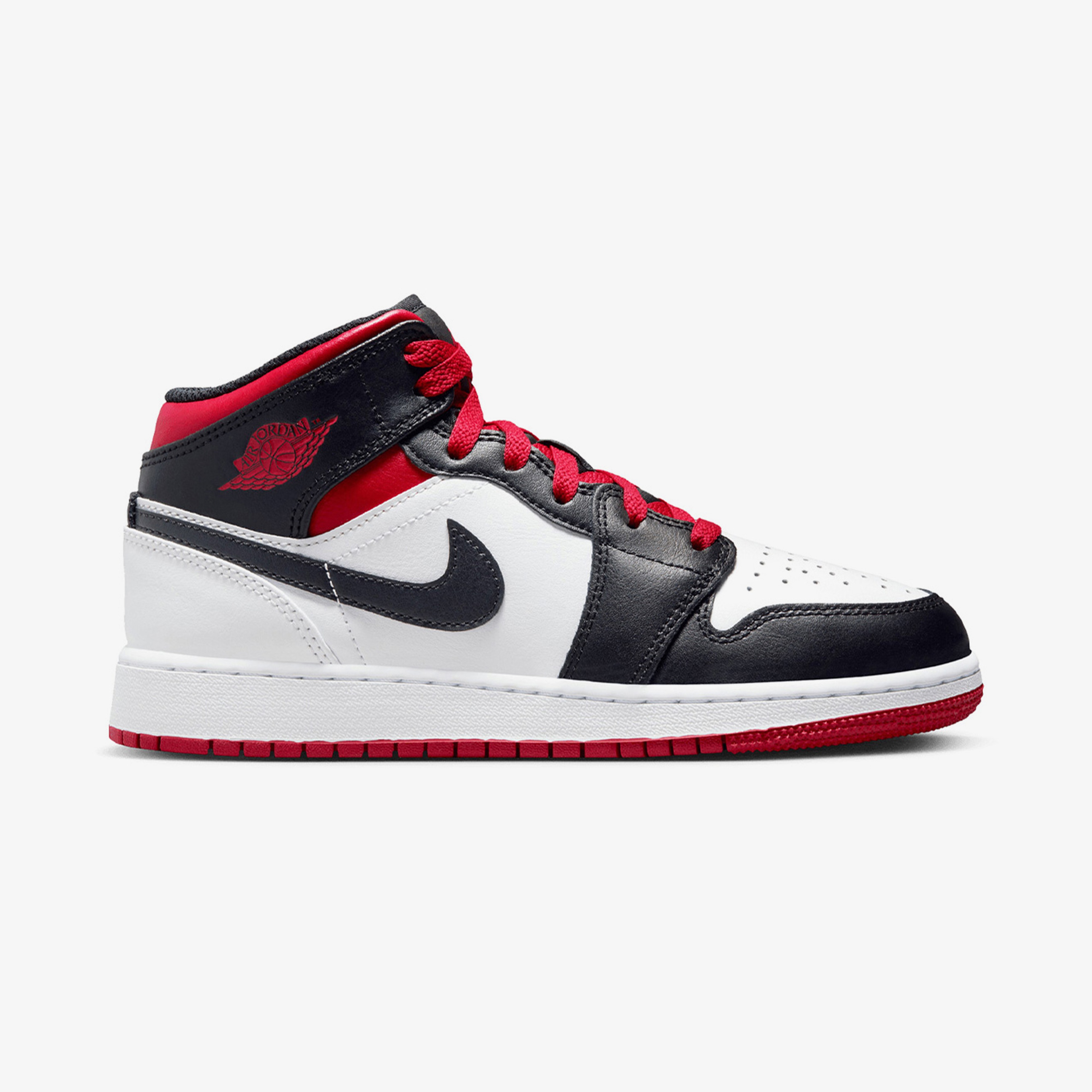 Jordan Air 1 Mid Kadın Beyaz/Siyah/Kırmızı Sneaker