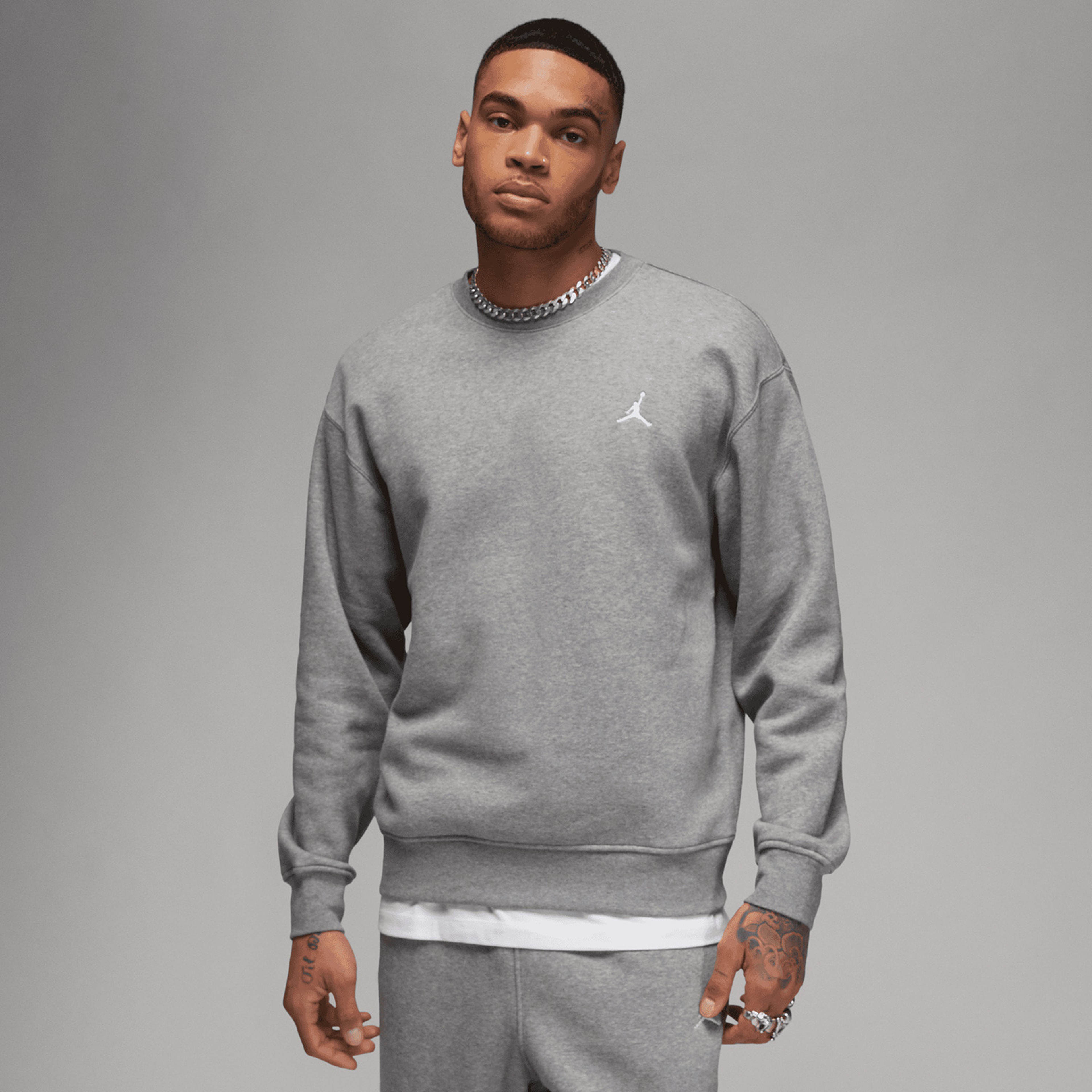 Jordan Essentials Flc Crew Erkek Gri Sweatshirt