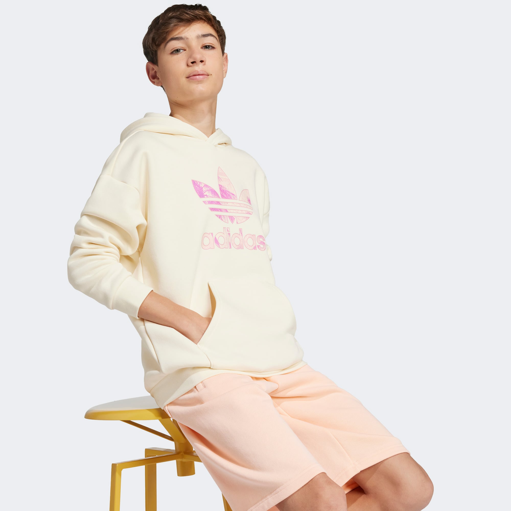 adidas Hoodie Genç Çocuk Bej Sweatshirt