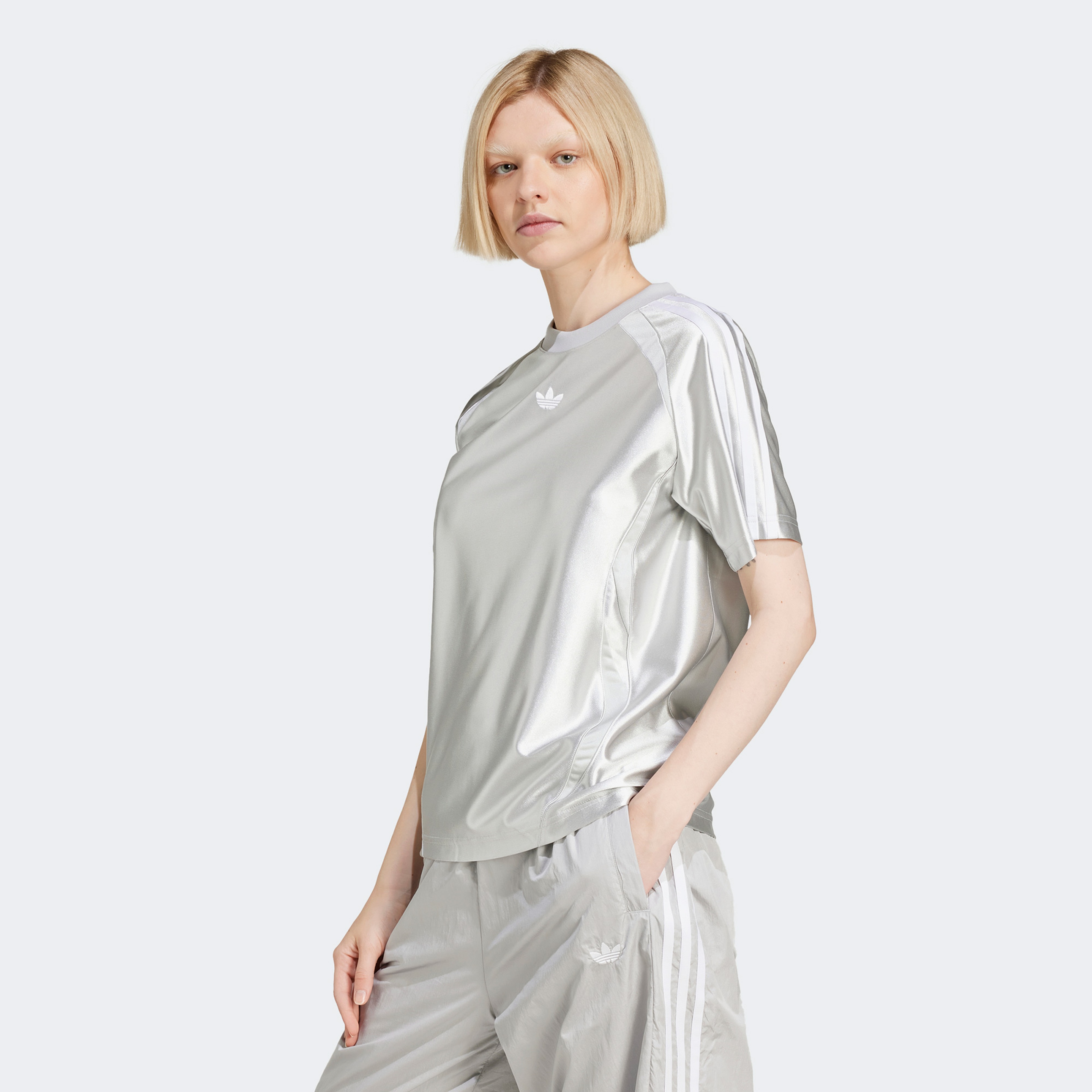 adidas Adicolor Teamgeist Kadın Gri T-Shirt