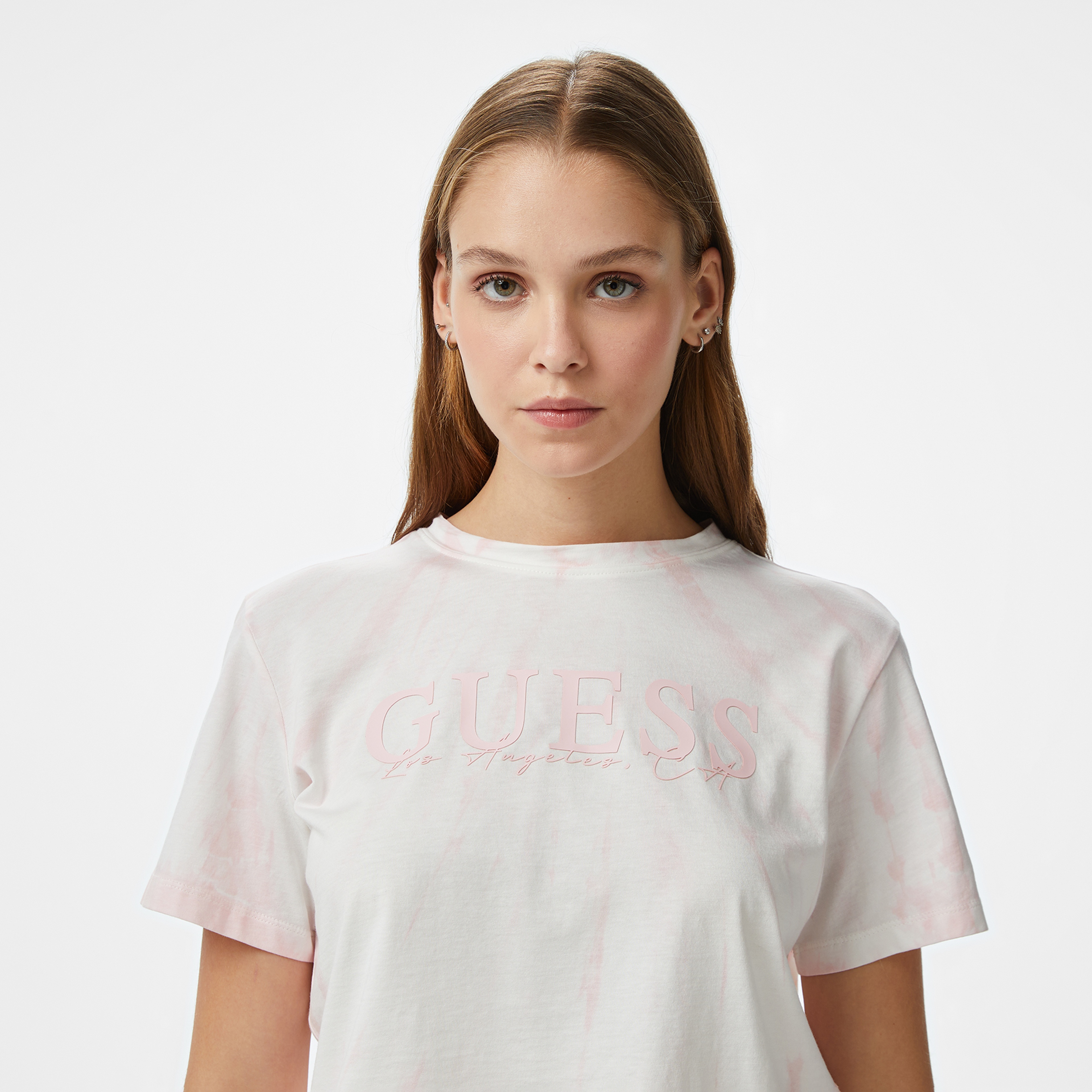 Guess Genziana Crop Mid Organiceam 180 Kadın Pembe T-Shirt