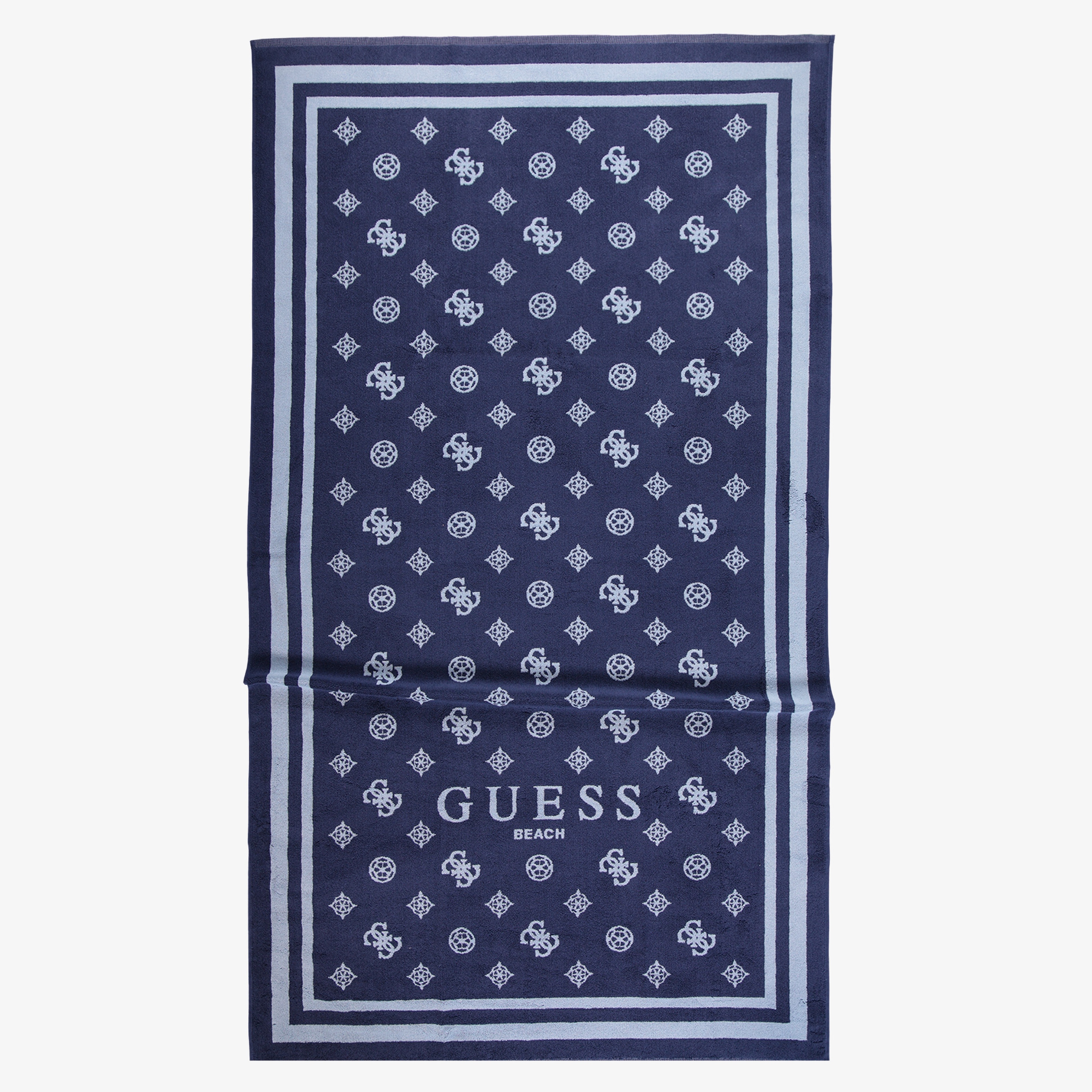 Guess Towel Jacquard Lux Sponge Unisex Mavi Plaj Havlusu