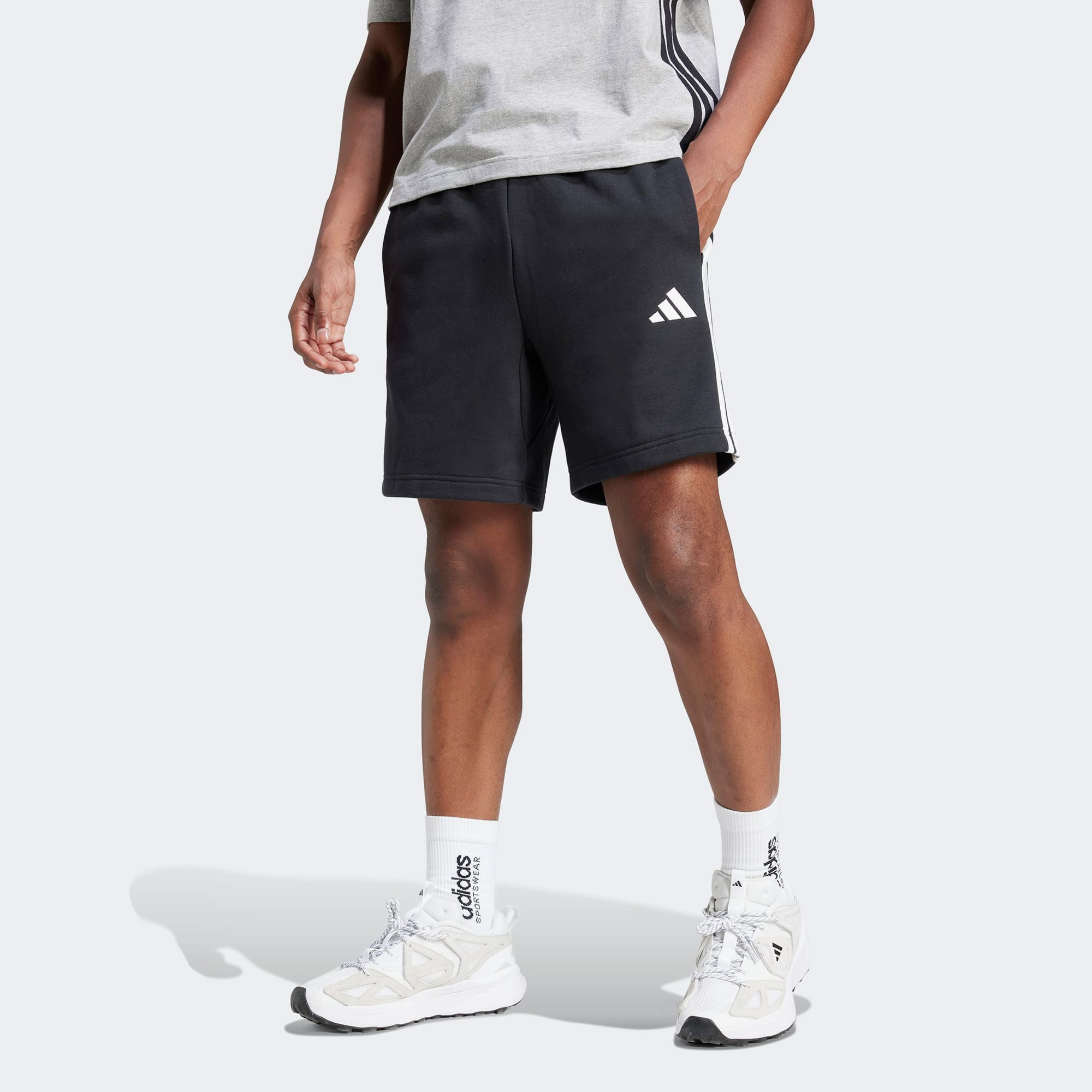 adidas Essential 3 Stripes French Terry Erkek Siyah Şort