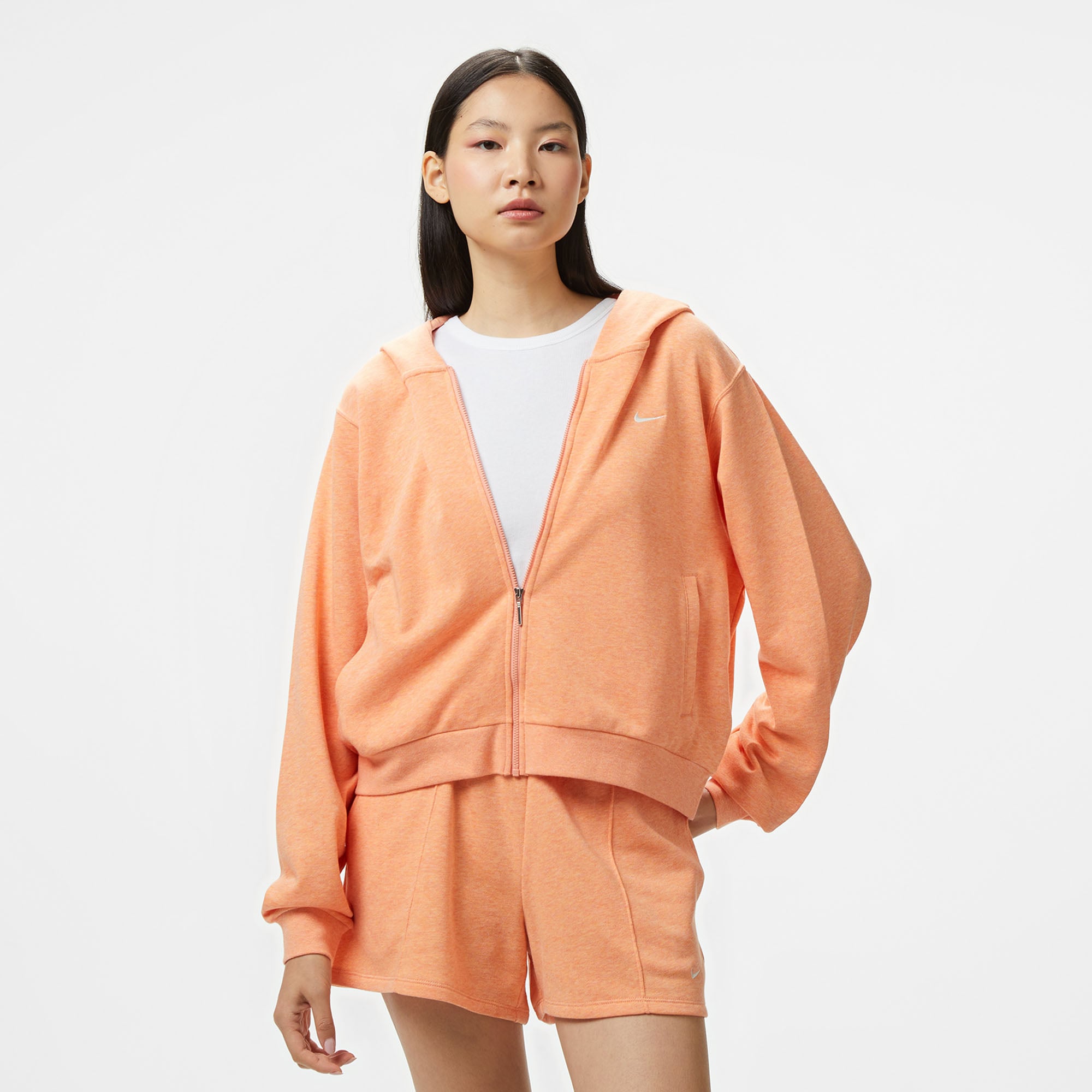 Nike Hooded Full Zip Ls Top Kadın Turuncu Sweatshirt