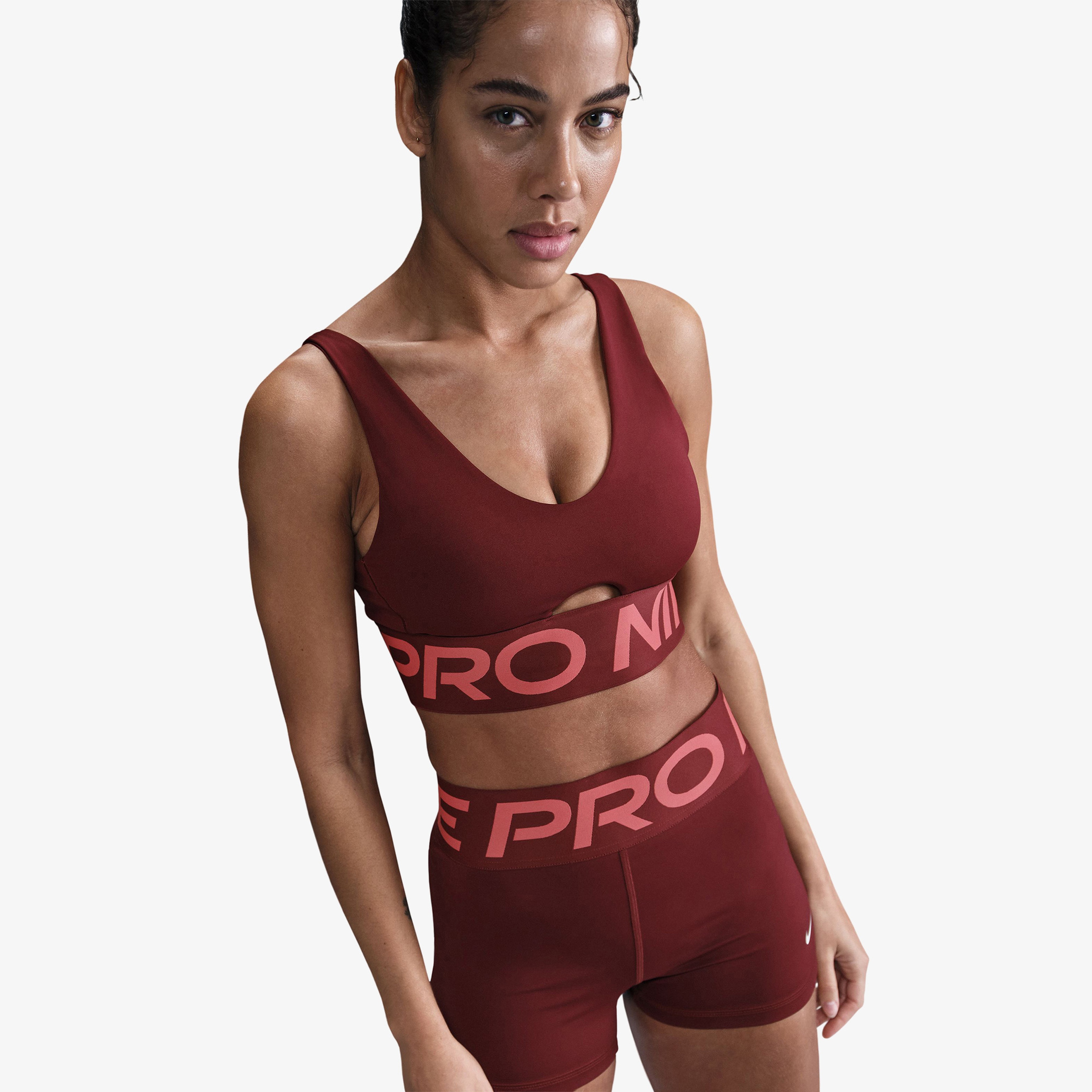 Nike Pro Indy Plunge Kadın Bordo Bra