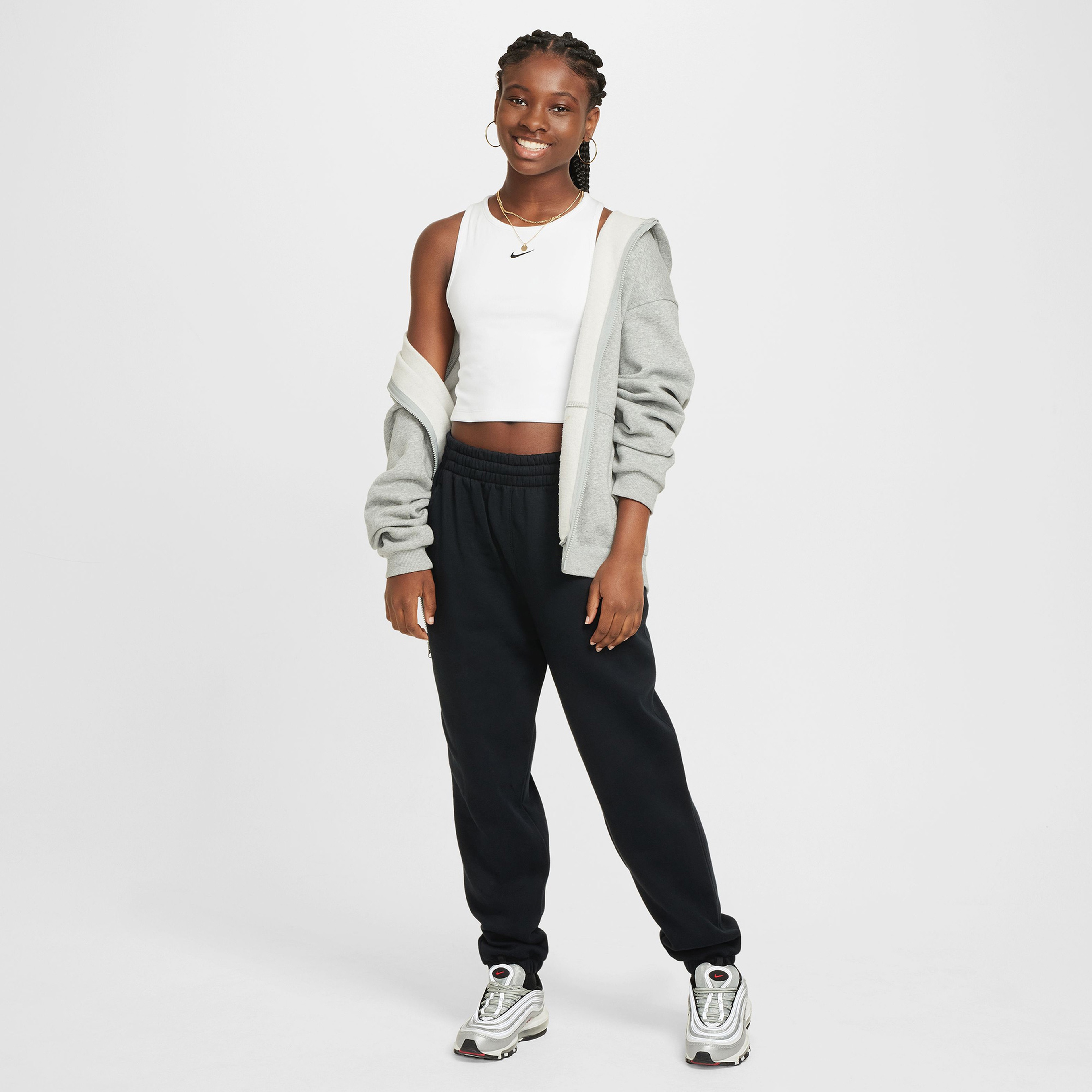 Nike Sportswear Rib Çocuk Beyaz Kolsuz T-Shirt