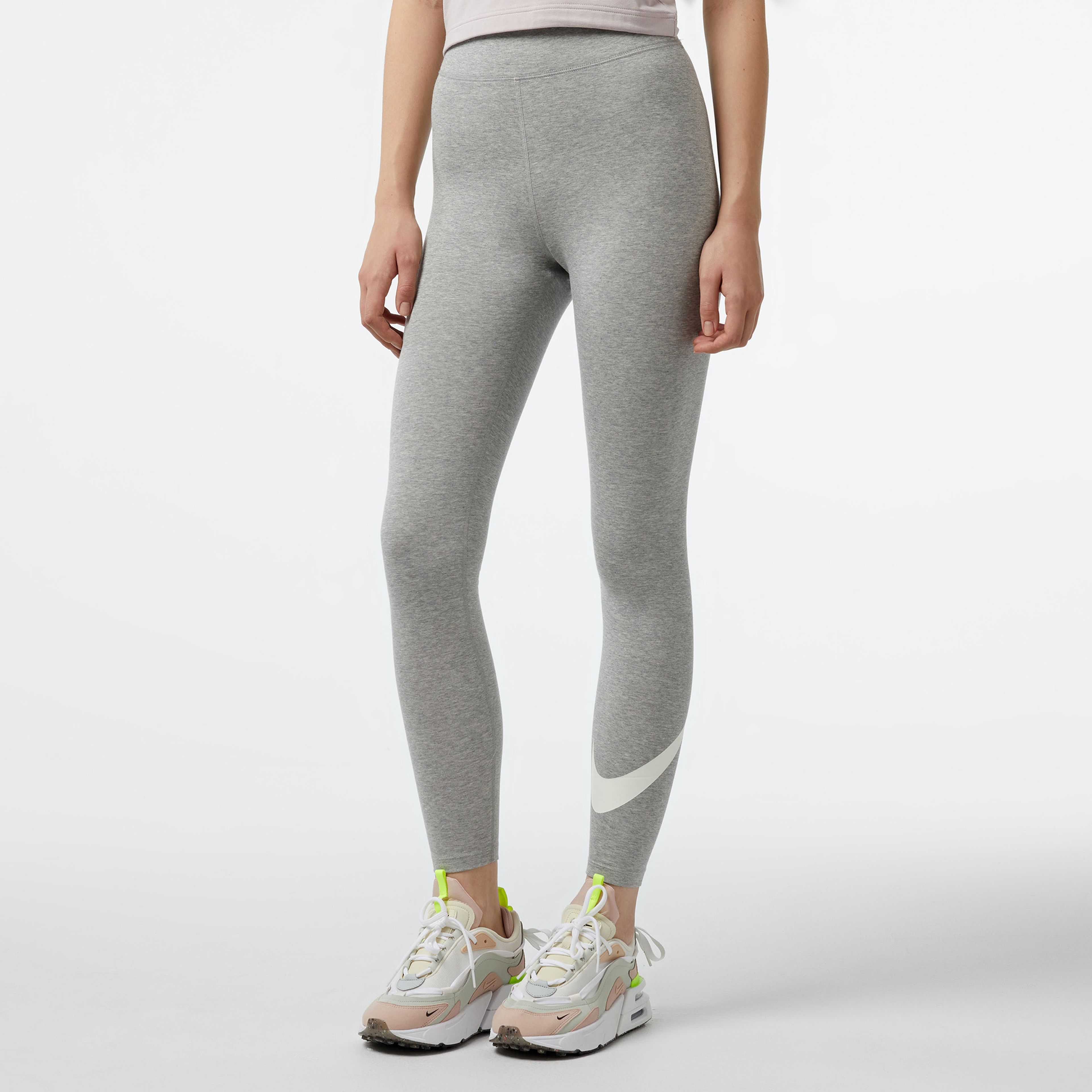 Nike Sportswear Classic High Rise Swoosh Kadın Gri Tayt