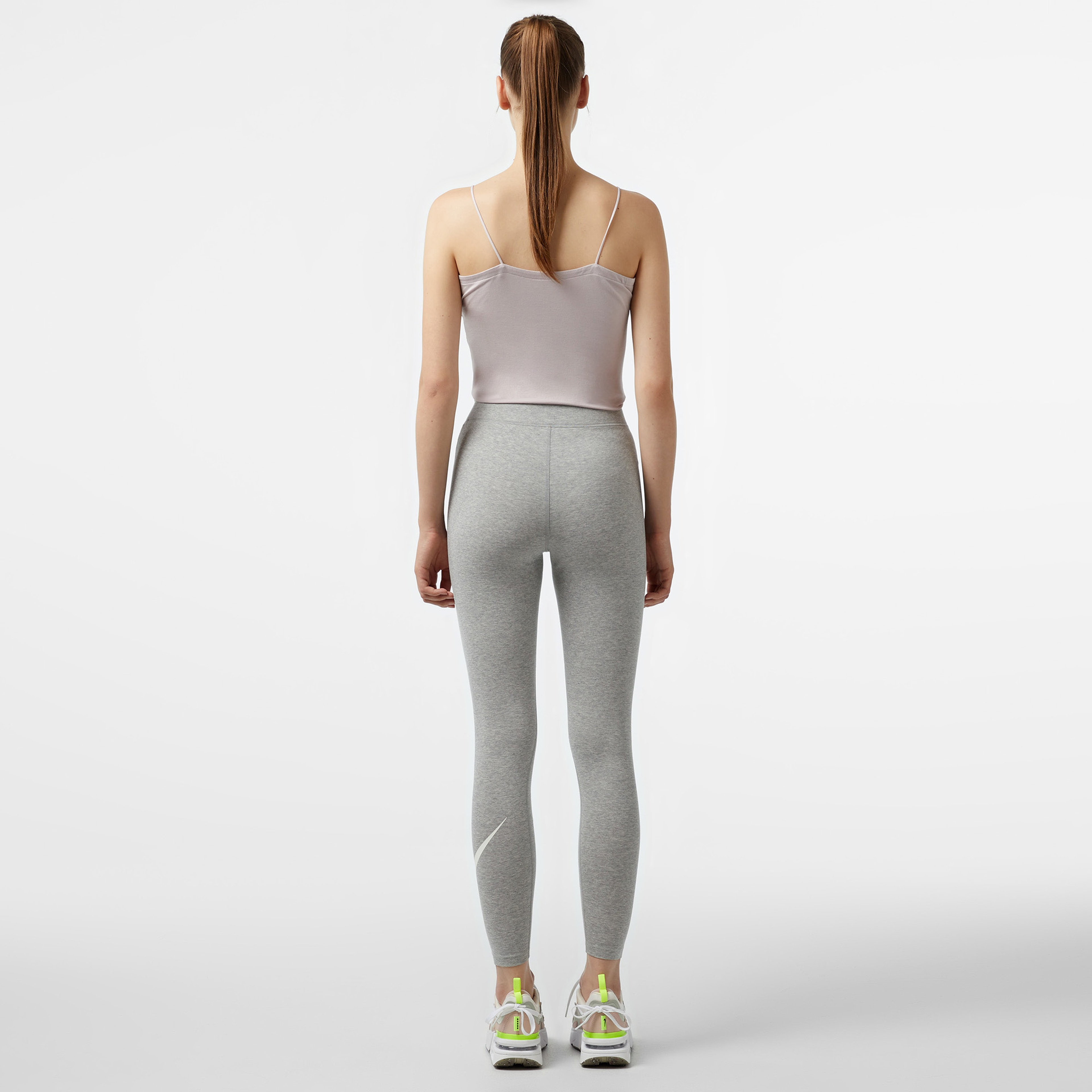 Nike Sportswear Classic High Rise Swoosh Kadın Gri Tayt
