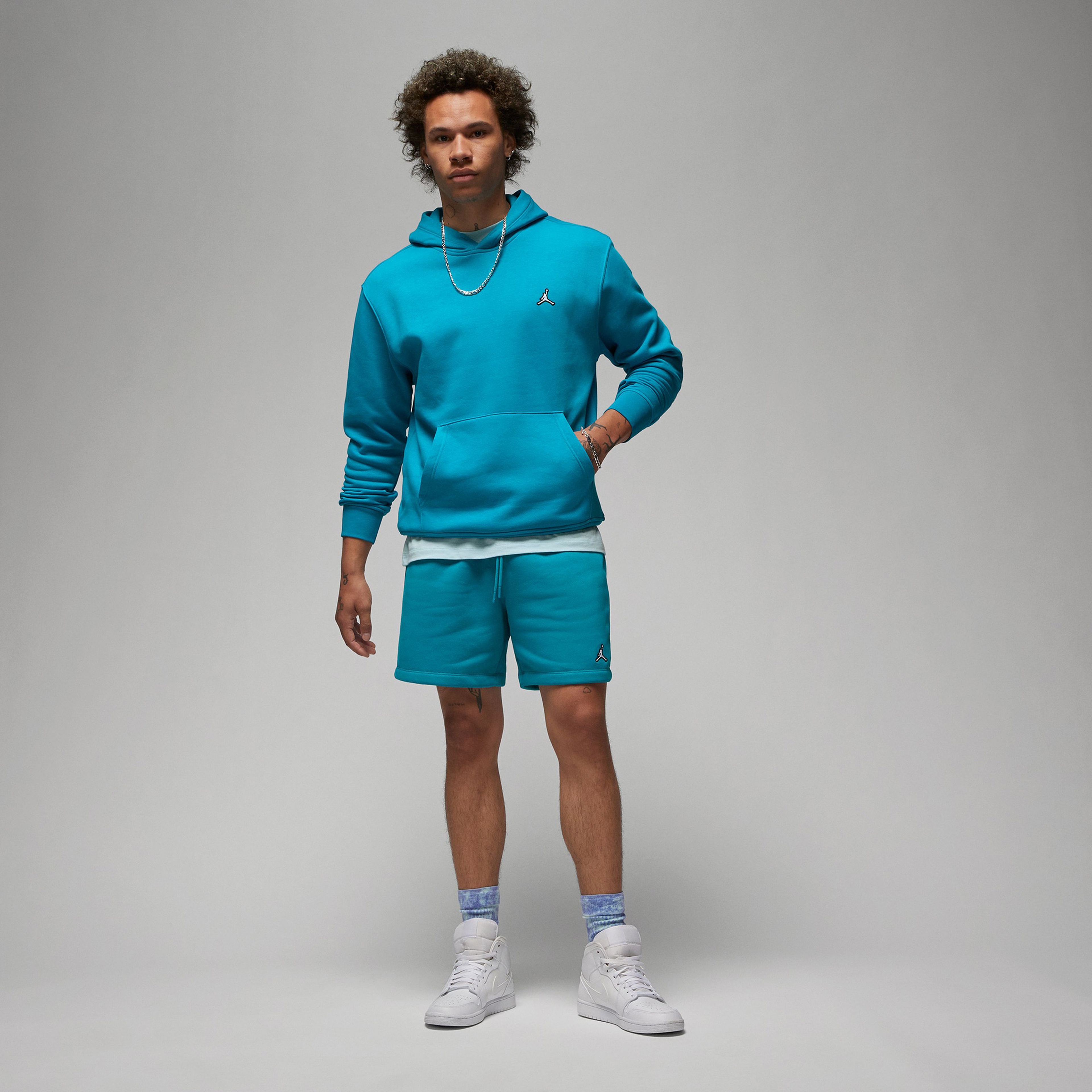 Jordan Brooklyn Fleece Pullover Erkek Mavi Sweatshirt